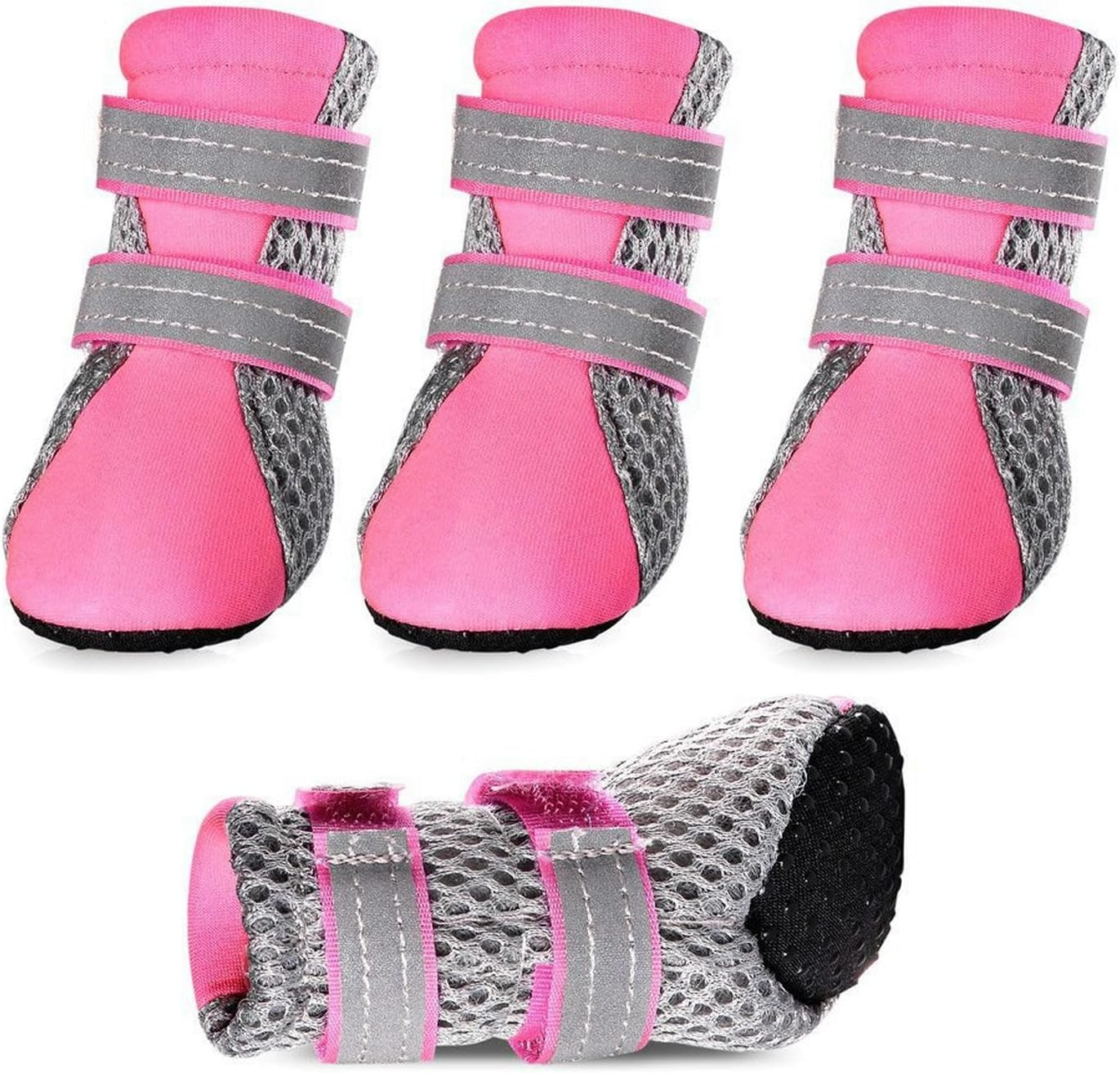 IUOUTG Summer Dog Shoes Mesh Dog Boots for Small Dogs Puppy Sandals Adjustable Dog Hiking Boots with Reflective Straps Cat Booties for Outdoor Pets Supplies image number 6