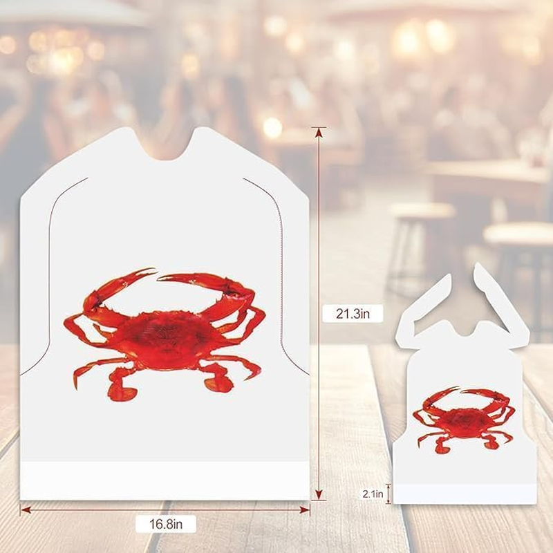 Crab Bibs 25 Pack, Disposable Lobster Bibs for Adults, Plastic Funny Bibs for Seafood Boil Party image number 2
