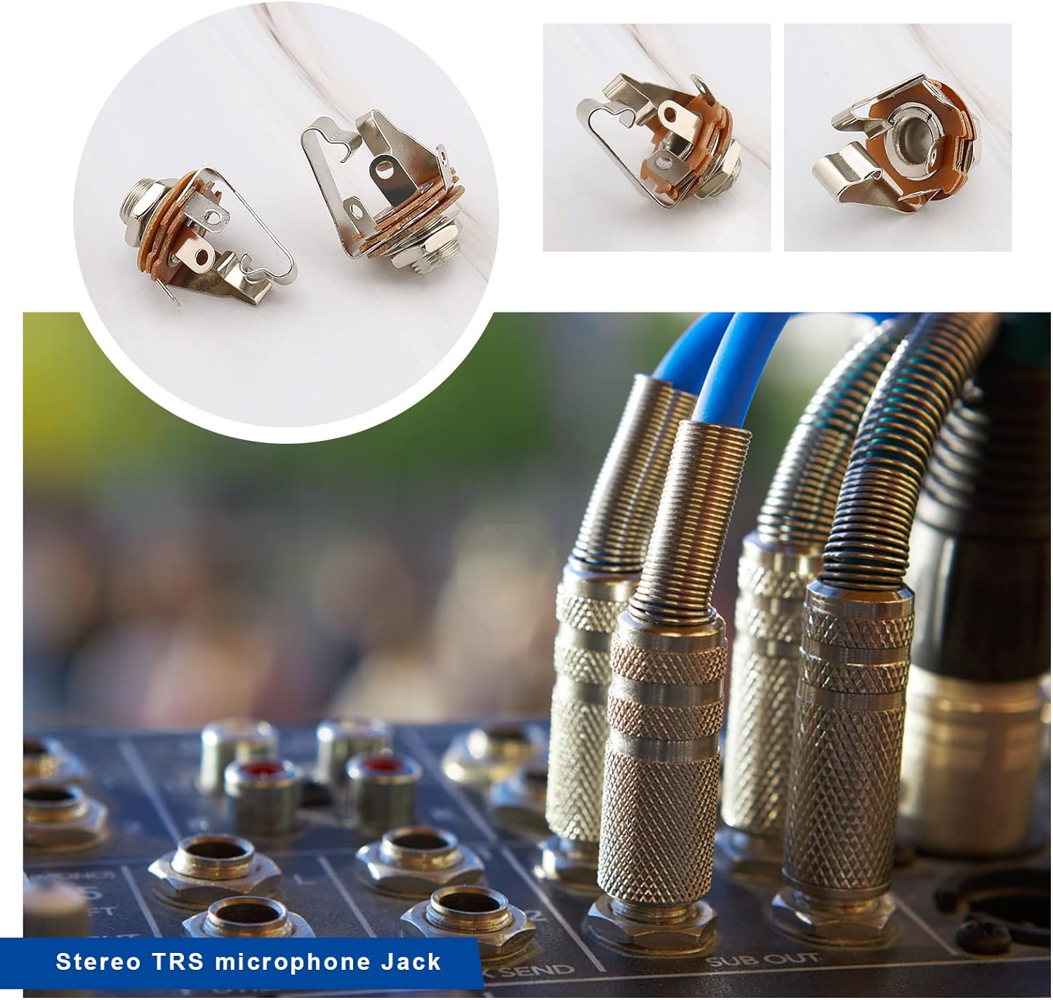 Emsea 10PCS 6.35Mm (1/4 Inch) Stereo TRS Female Jack Socket with Washer and Nut Solder Type for Audio Electric Guitars Speakers Foot Switch Bass Fender image number 4
