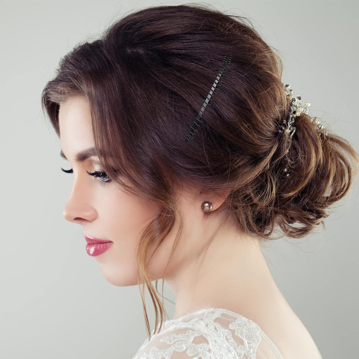 Hicarer 5 Pcs Black Metal Wire Hair Combs, 30 Teeth Wire Twist Bridal Wedding Veil Combs