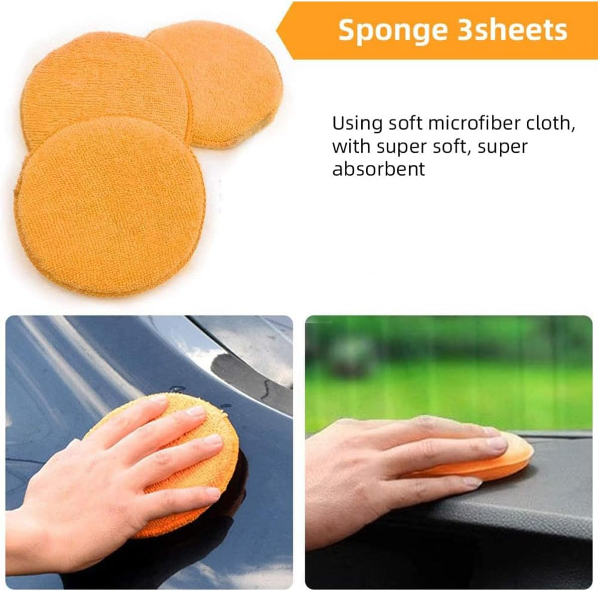 AIMALL 9PCS Microfibre Car Cleaning Kit with Wash Mitt, Wheel Brush, Waxing Sponge, Drying Towels and Polishing Cloths for Interior Exterior Auto Detailing image number 3