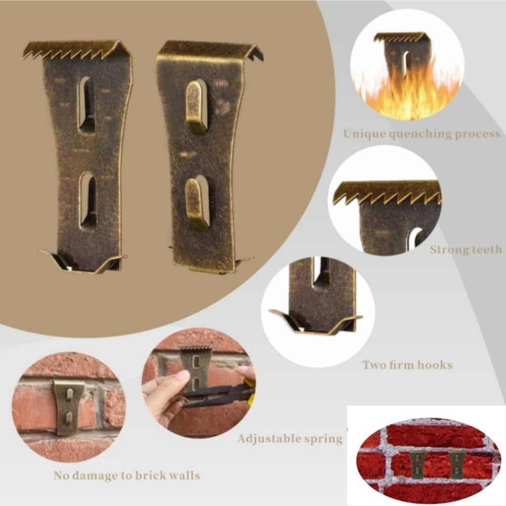 Jindizi 10Pcs Brick Hook Clips Heavy Duty Hanging Clips Brick Clamps Outdoor Brick Hangers Wall Clips without Drilling for Hanging Outdoor Home Decoration image number 4