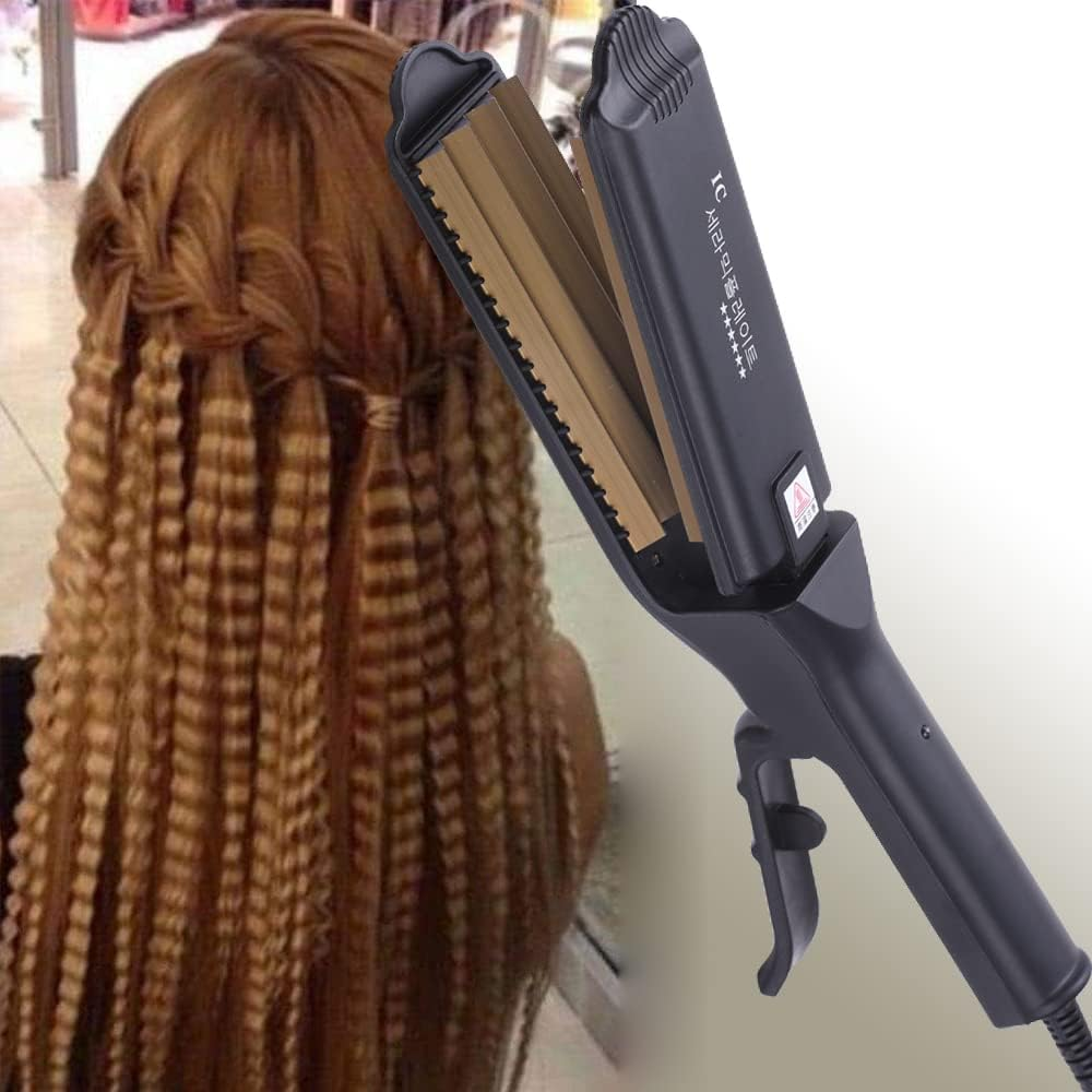 Pro Big Hair Crimper, Corrugated Iron Hair Waver, Fluffy Hair Straightener Curling Iron, Titanium Ceramic Flat Crimping Iron Plate image number 3