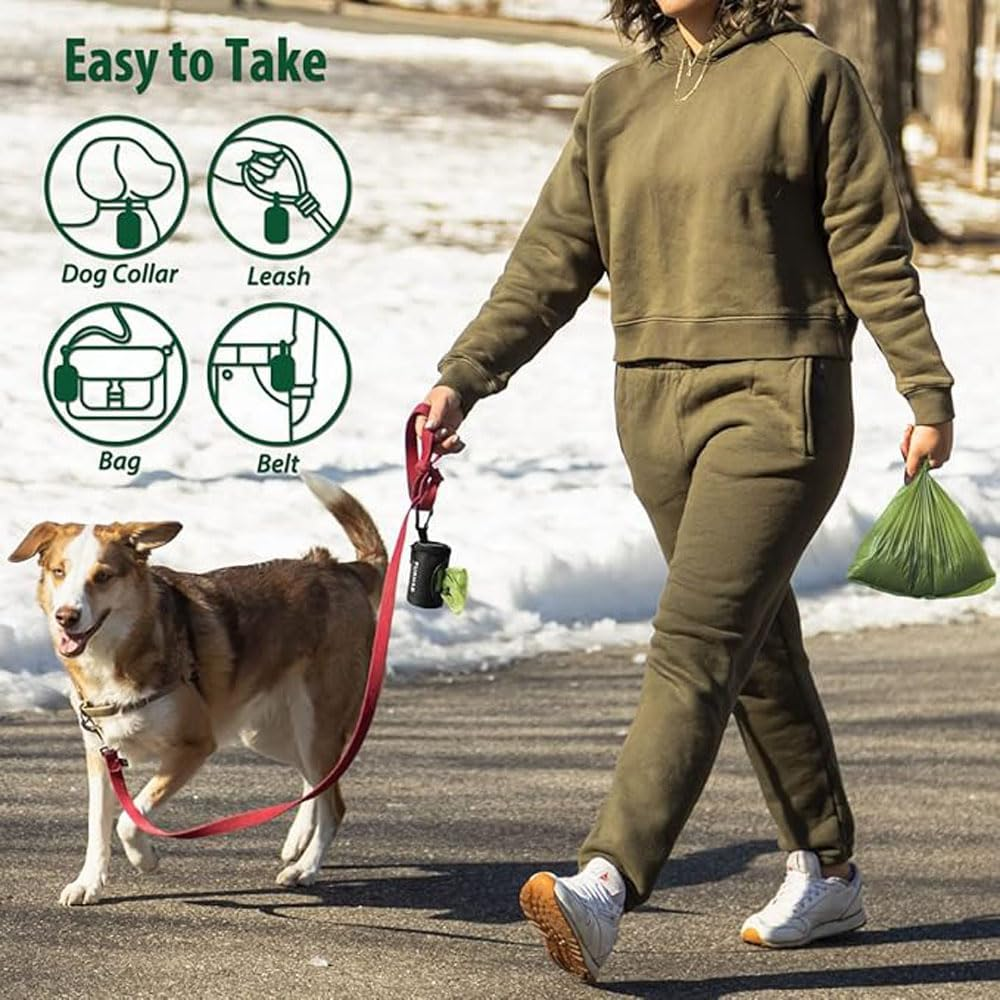 Dog Poop Bag Holder Dispenser for Leash, Compact Waste Bag Organizer and Carrier with 1 Roll Eco, Friendly Pet Trash Bags, Hands Free Doggy Poop Bag Clip for Walking, Training, Travel image number 3