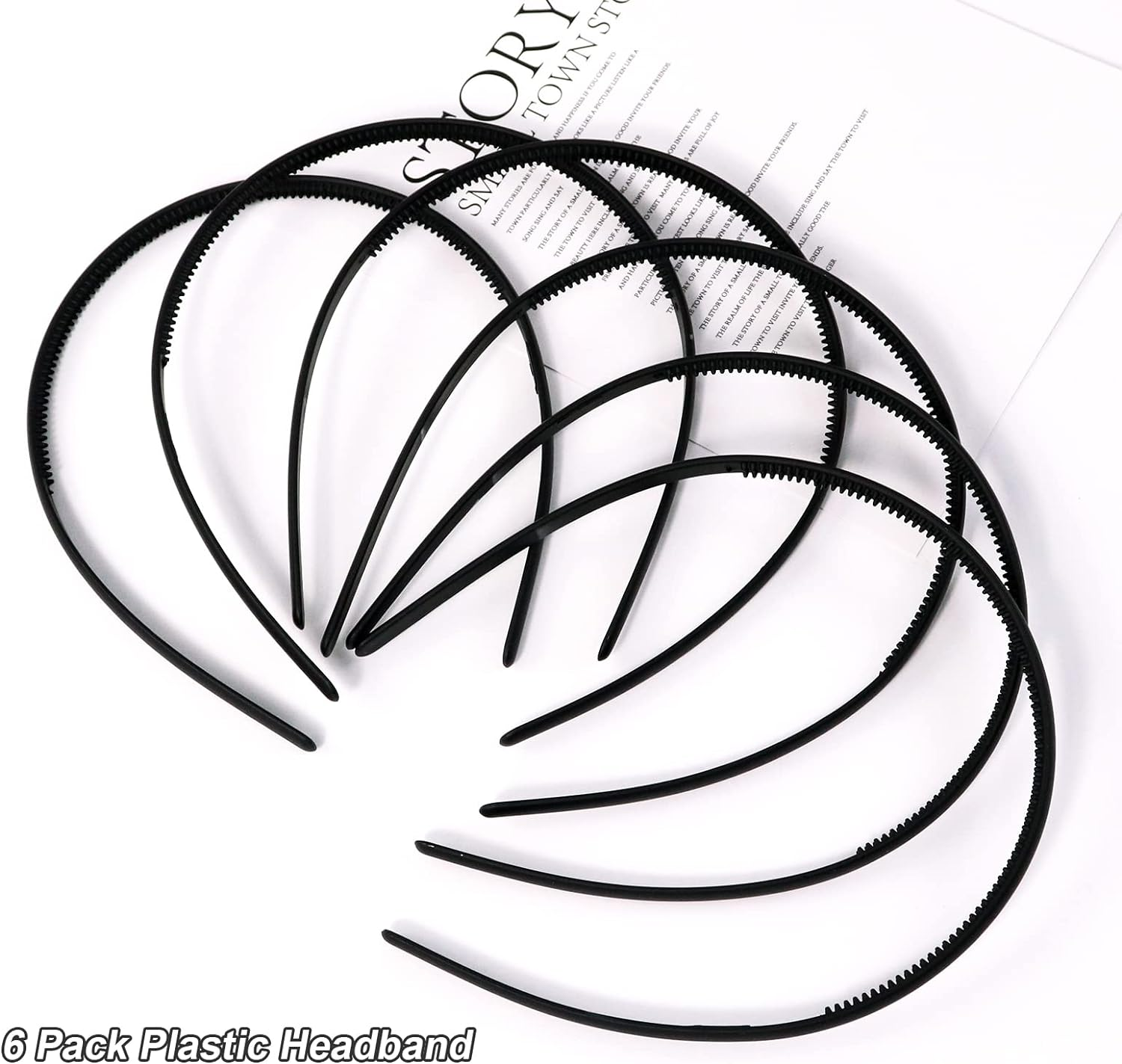 Hanyousheng 6 Pack Plastic Headband, 8Mm Teeth Comb Headband, Black Non-Slip Hair Hoop, Unisex Sport Fashion Hair Band Accessories for Women and Men image number 6