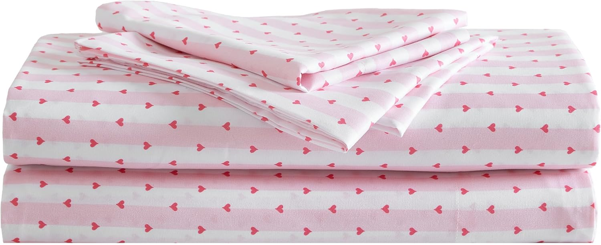 Betsey Johnson - Twin Sheets, Soft & Lightweight Bedding, Fade & Wrinkle Resistant (Wonderland Stripe Pink, Twin)