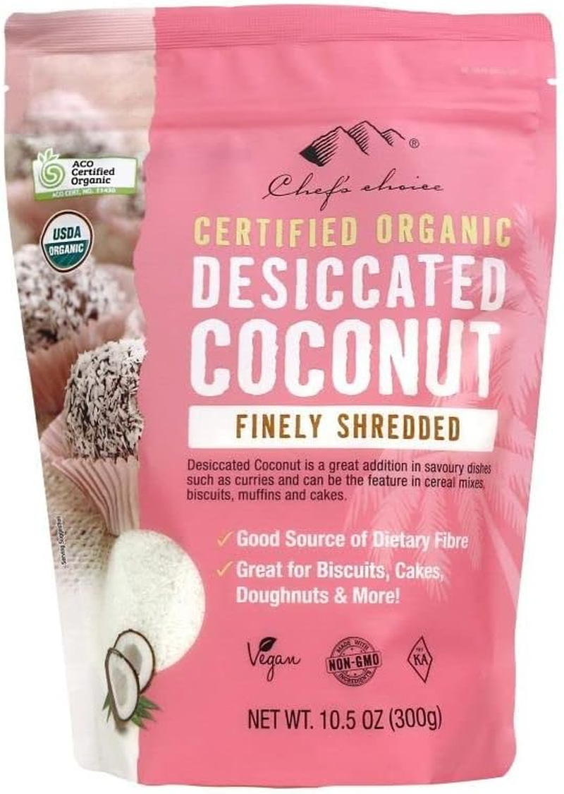 Chef'S Choice Organic Desiccated Coconut Finely Shredded, 300 G