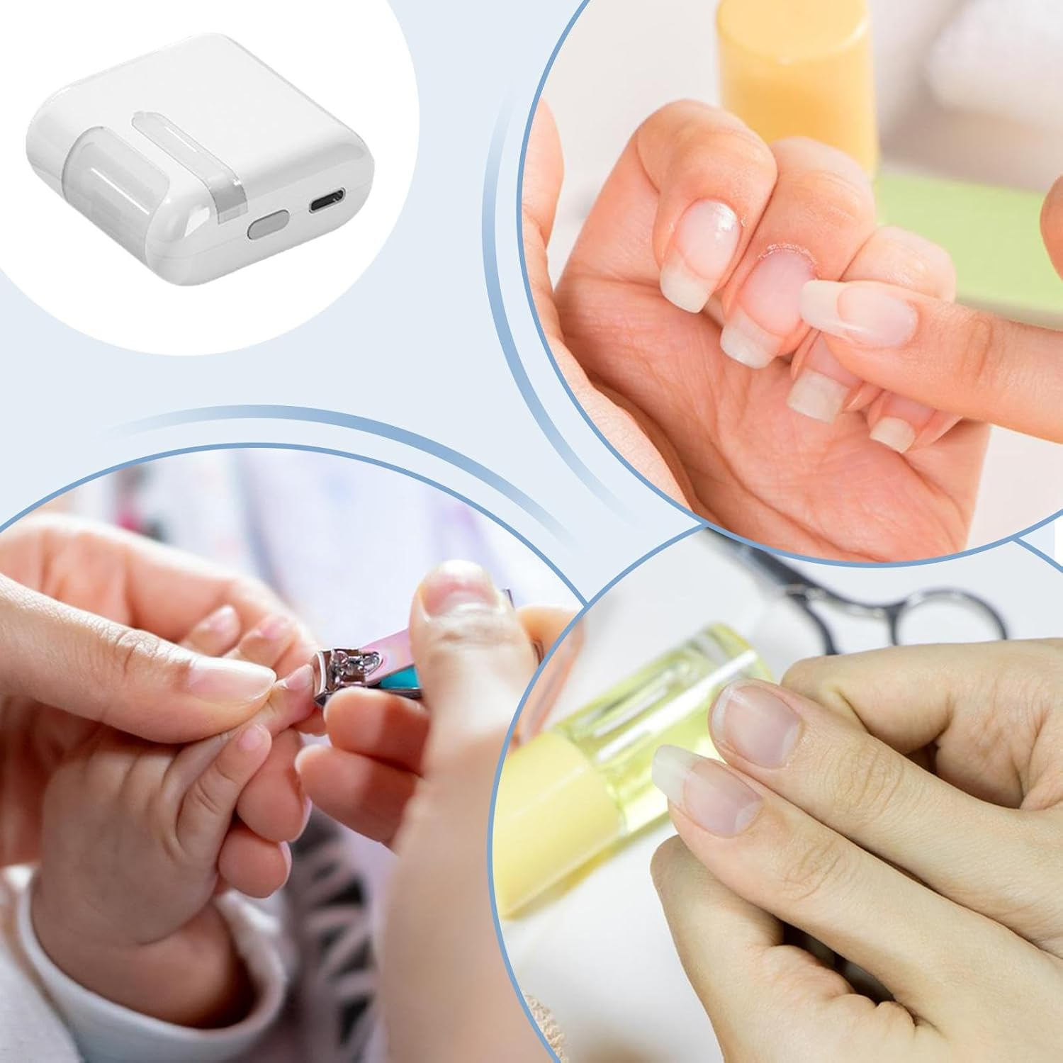 Automatic Nail File,Portable Automatic Nail Clipper | USB Rechargeable Nail Filer, Automatic Polishing Nail Clippers for Elderly, Children, Adults image number 2