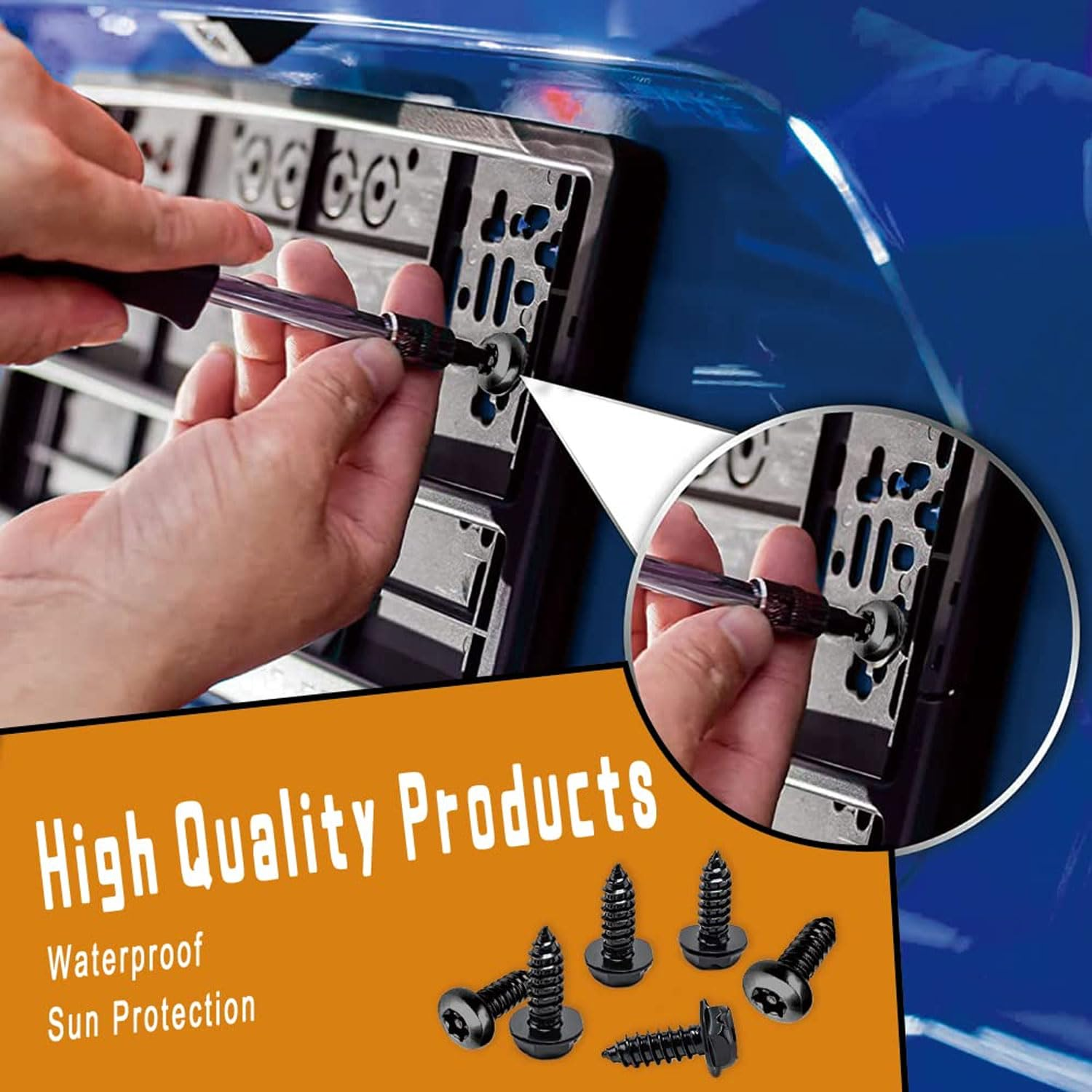 License Plate Screws with Rustproof Finish,License Plate Bolts for Domestic Vehicles - Stainless Steel Screws for License Plates +Screw Retainers(Black) image number 4