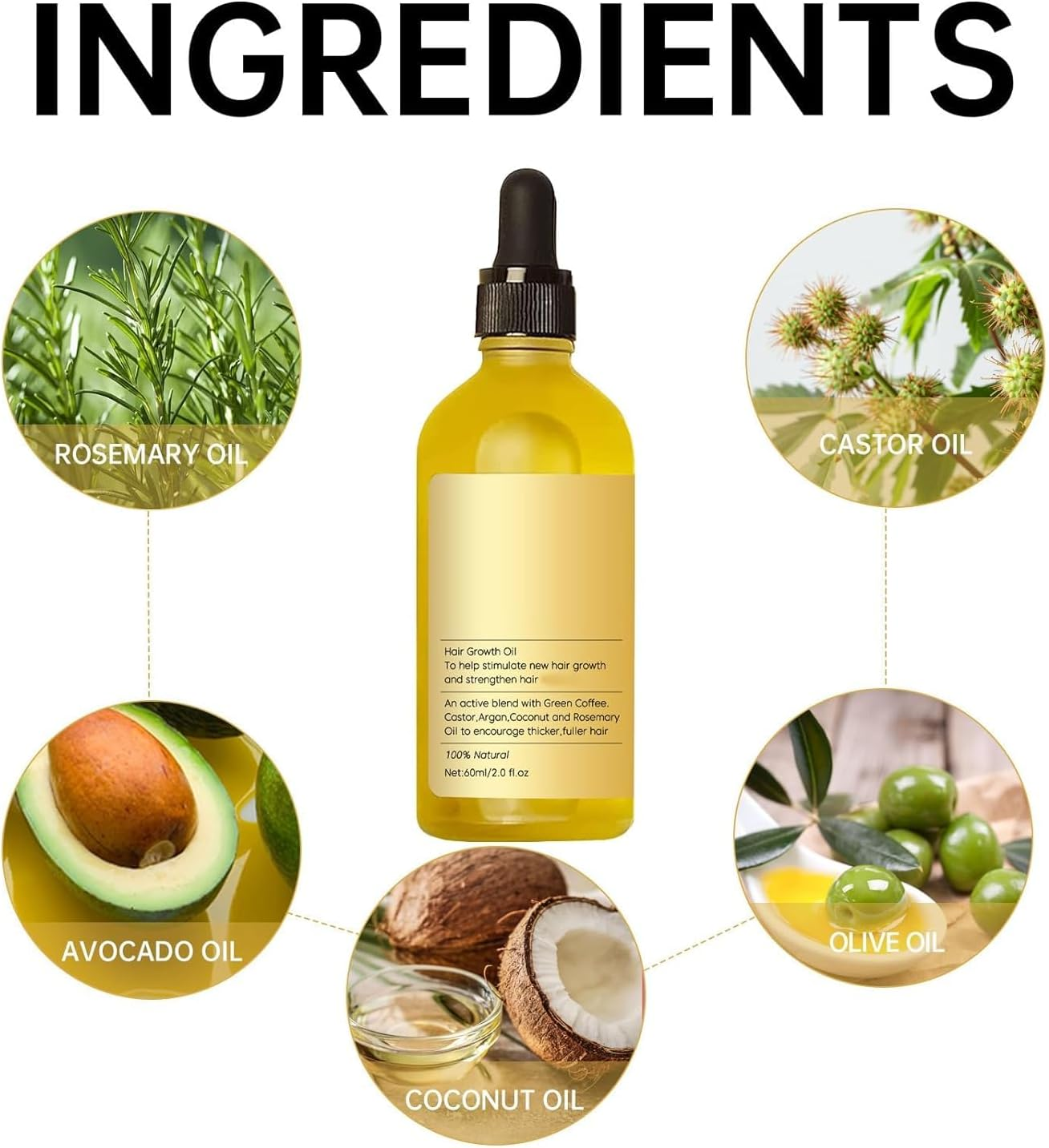 Hey Keratin Veganic Natural Hair Growth Oil, Veganic Rosemary Oil, Natural Hair Growth Oil for Black Women, for Women and Men Dry Damaged Thin Hair Growth (3 PCS) image number 1