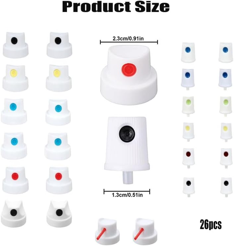 26Pcs Universal Spray Paint Nozzle Caps Set for Female Cans with 0.2" to 7" Tips, Replacement Spray Paint Tips & Adapters for All Cans, DIY & Professional Use image number 5