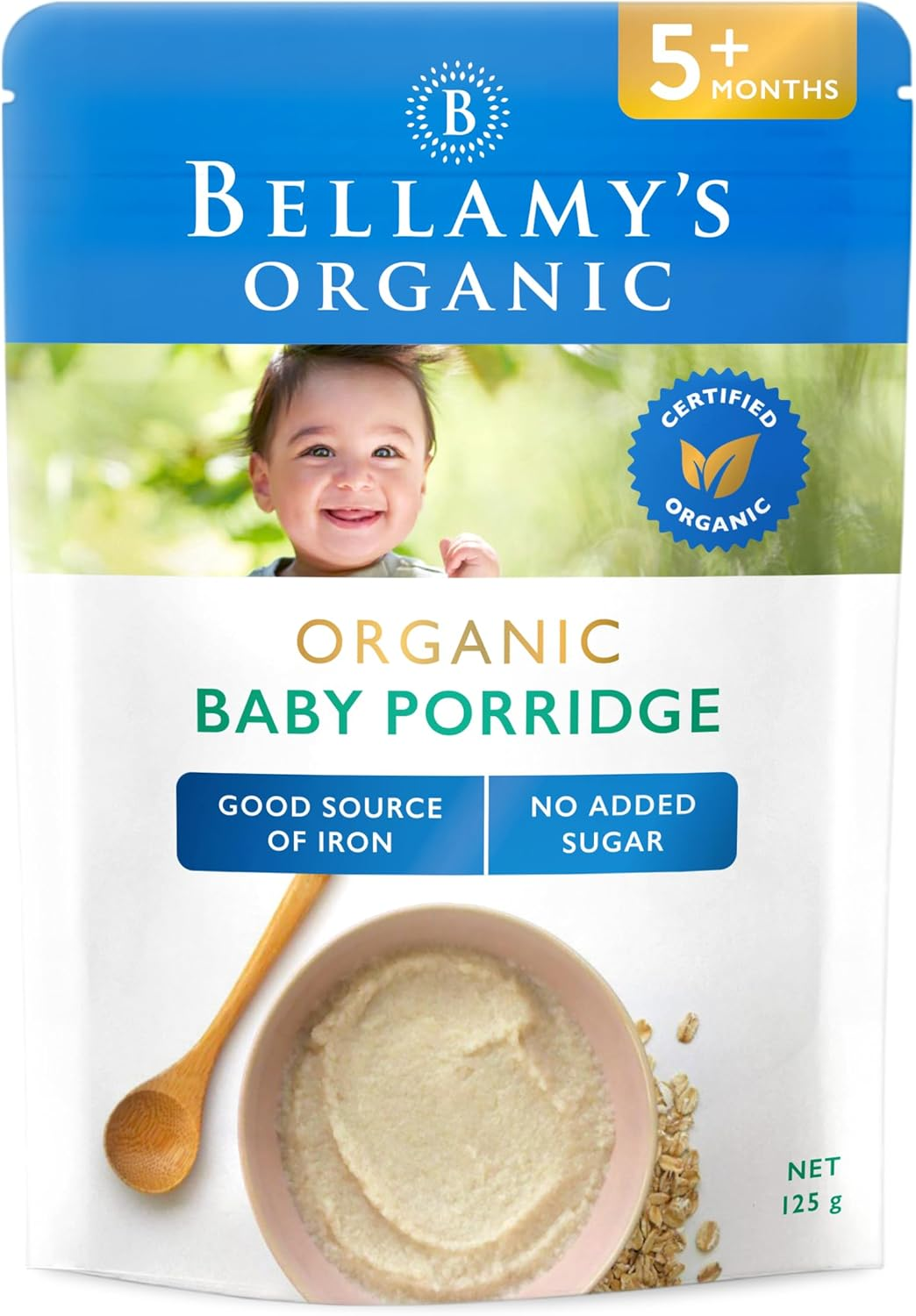 Bellamy'S Organic Baby Porridge 125G, Baby Food, 5M+, Bulk (6 X 125G) image number 2