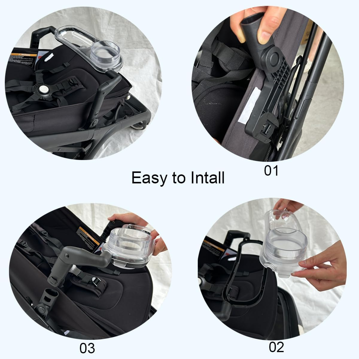 Feliliber Snack Tray Compatible with Bugaboo Butterfly Stroller, Stroller Tray with Removable Cup Holder & Snack Compartment, Quick Install, Easy to Clean, Folds with Stroller image number 3