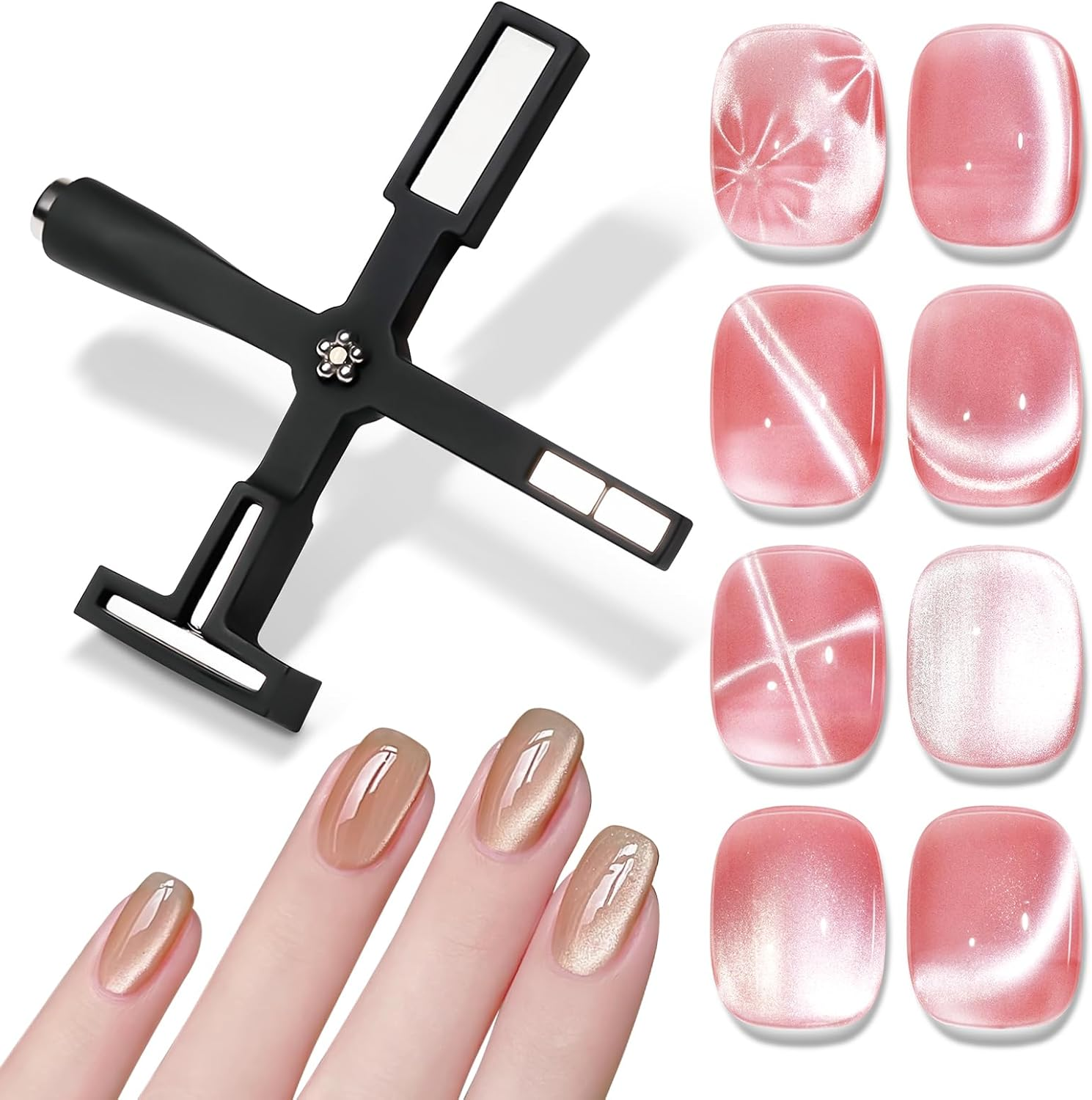 SUPWEE Nail Magnet Tool 5 in 1 Cat Eye Magnet Tool for Cat Eye Nails Multi-Function Magnet Stick Nail Art Design for DIY Home Nail Salon