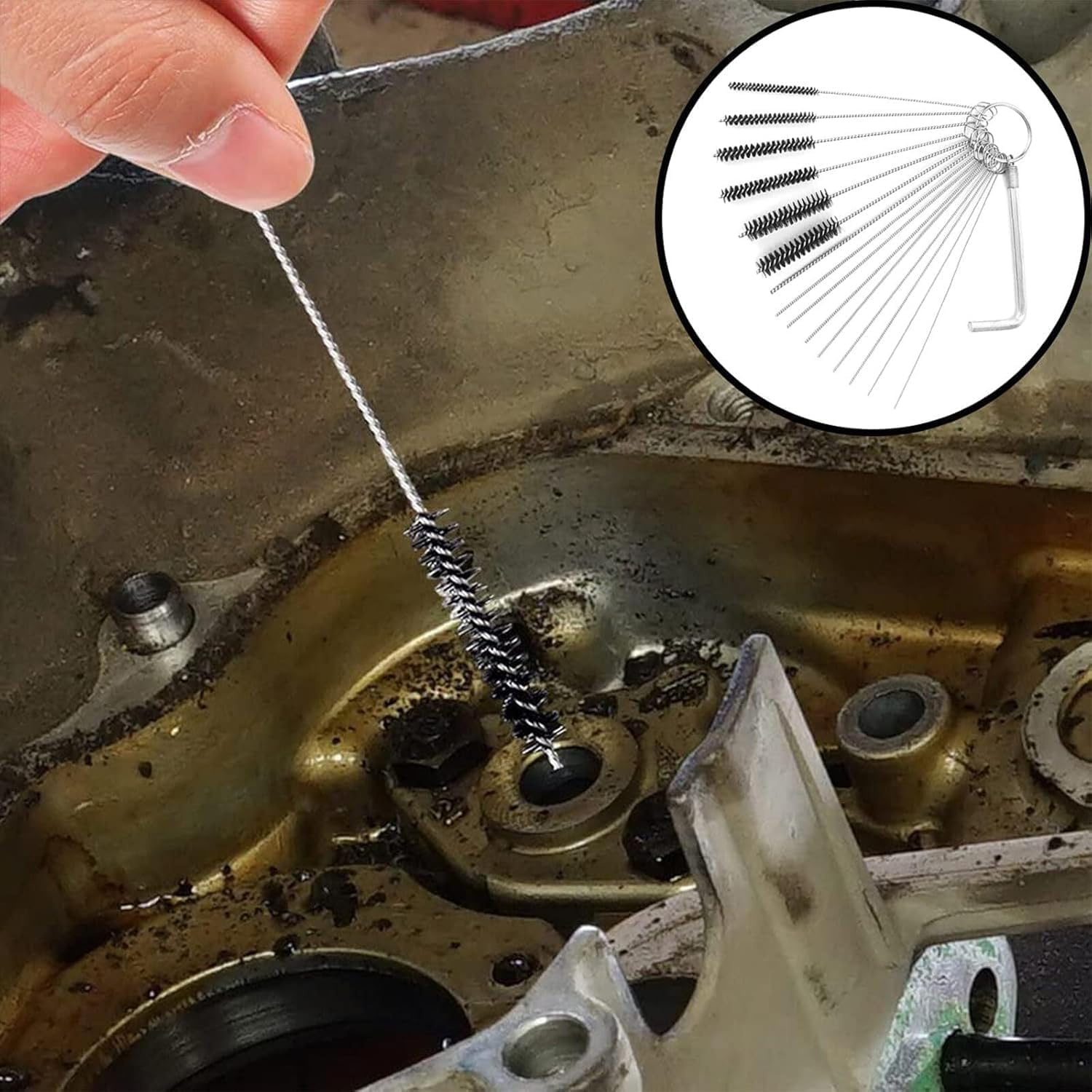 Carburetors Carbon Dirt Jet Remover Cleaner, Multi-Size Carburetors Cleaning Tool Kit, Carburetor Cleaning Kit and Torch Tip Cleaner Set for Auto, Motorcycles image number 1