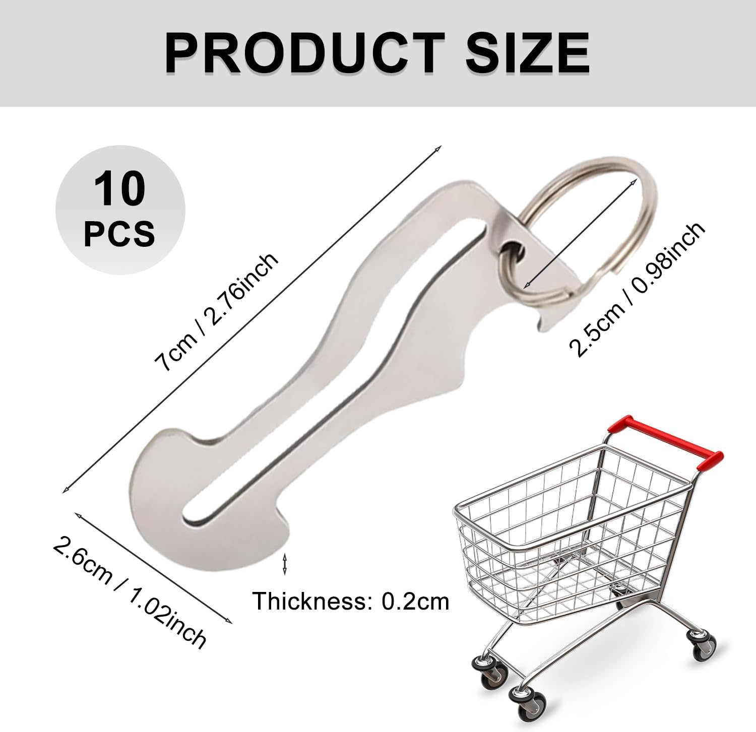 10Pcs Stainless Steel Shopping Trolley Token and Remover Key Rings for Supermarket and Convenience Store Unlock image number 6