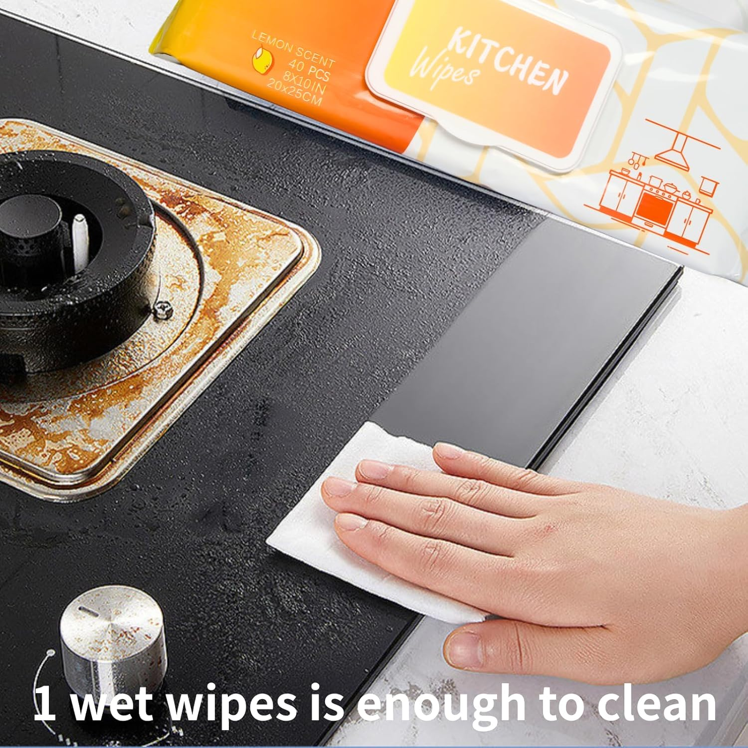 Cooktop Cleaner Wipes Extra Thick Surface Cleaning Microwave Wipes Easily Wipe Food and Oil Stains, Safe and Convenient Stove Top Cleaner, Great for Home and Kitchen Use - 160 Count image number 6