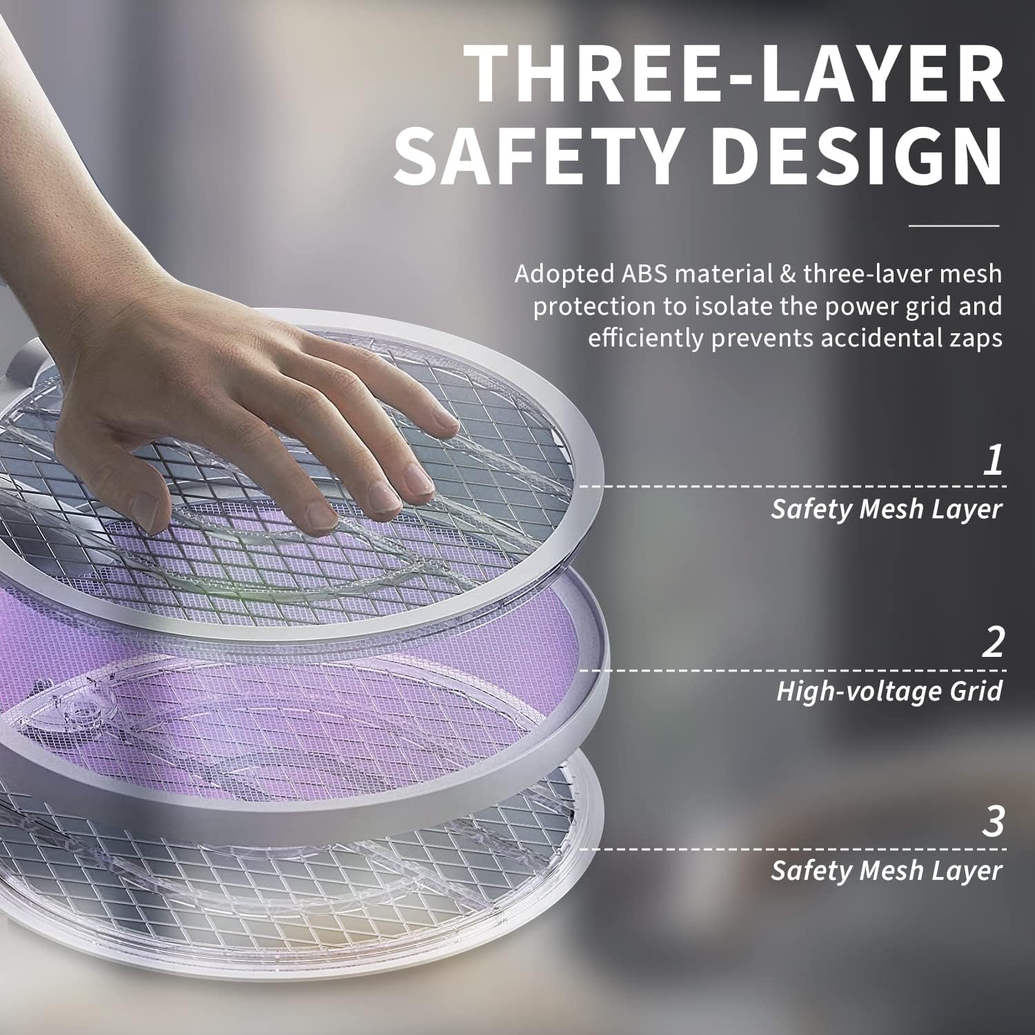 STORMHERO Electric Fly Swatter Zapper, Mosquito Swatter Racket Bug Zapper, USB Rechargeable Mosquito Killer, 3-Mode Wireless Fly Zapper with Trapping Light and Base for Indoor, Outdoor, Camping image number 3