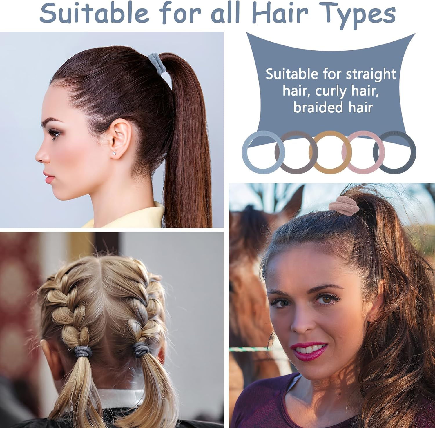 Pack of 30 Hair Bobbles Girls Colourful Hair Bobbles Women Colourful Elastic Cable Bobbles Girls Nylon Soft Hair Scrunchies for Girls Women Thick Curly Straight Hair (E-Morandi) image number 3