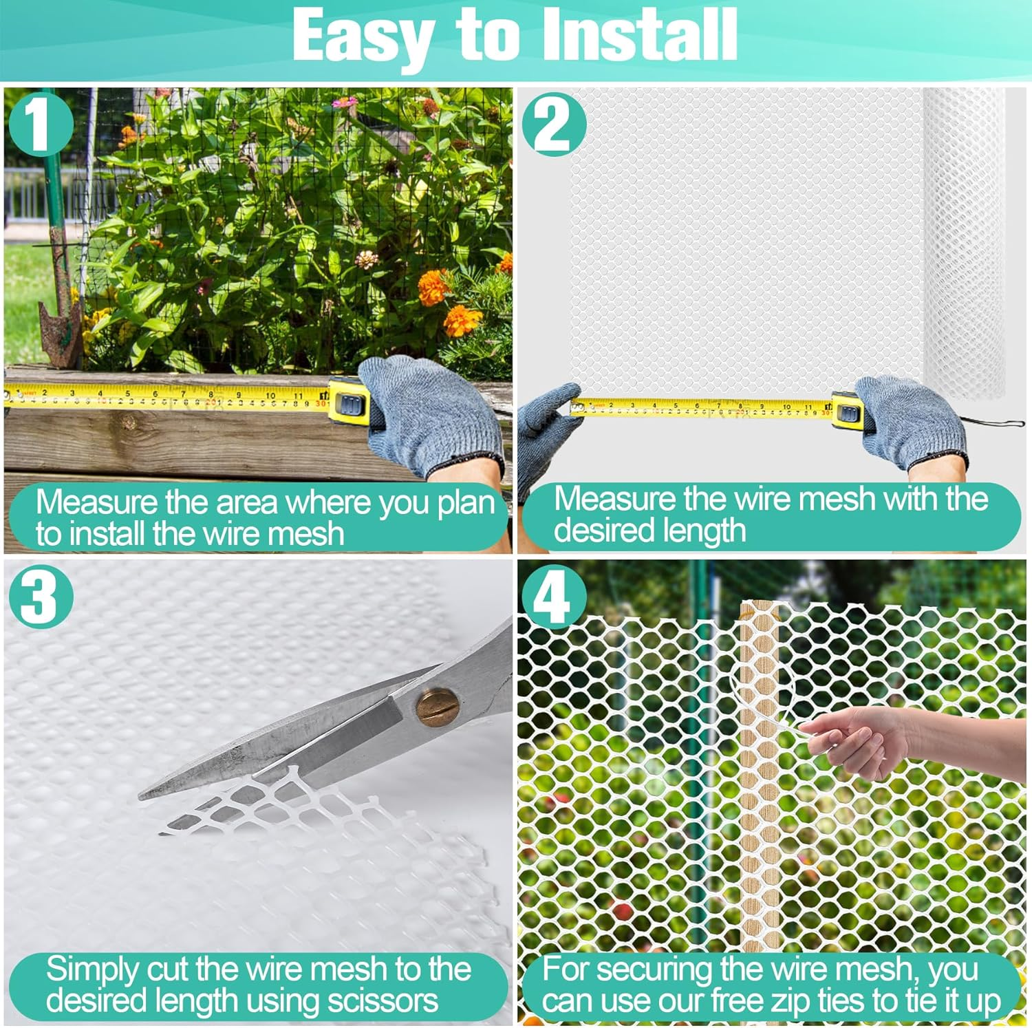 Plastic Chicken Wire Mesh Fence (White, 15.7IN X 10FT)