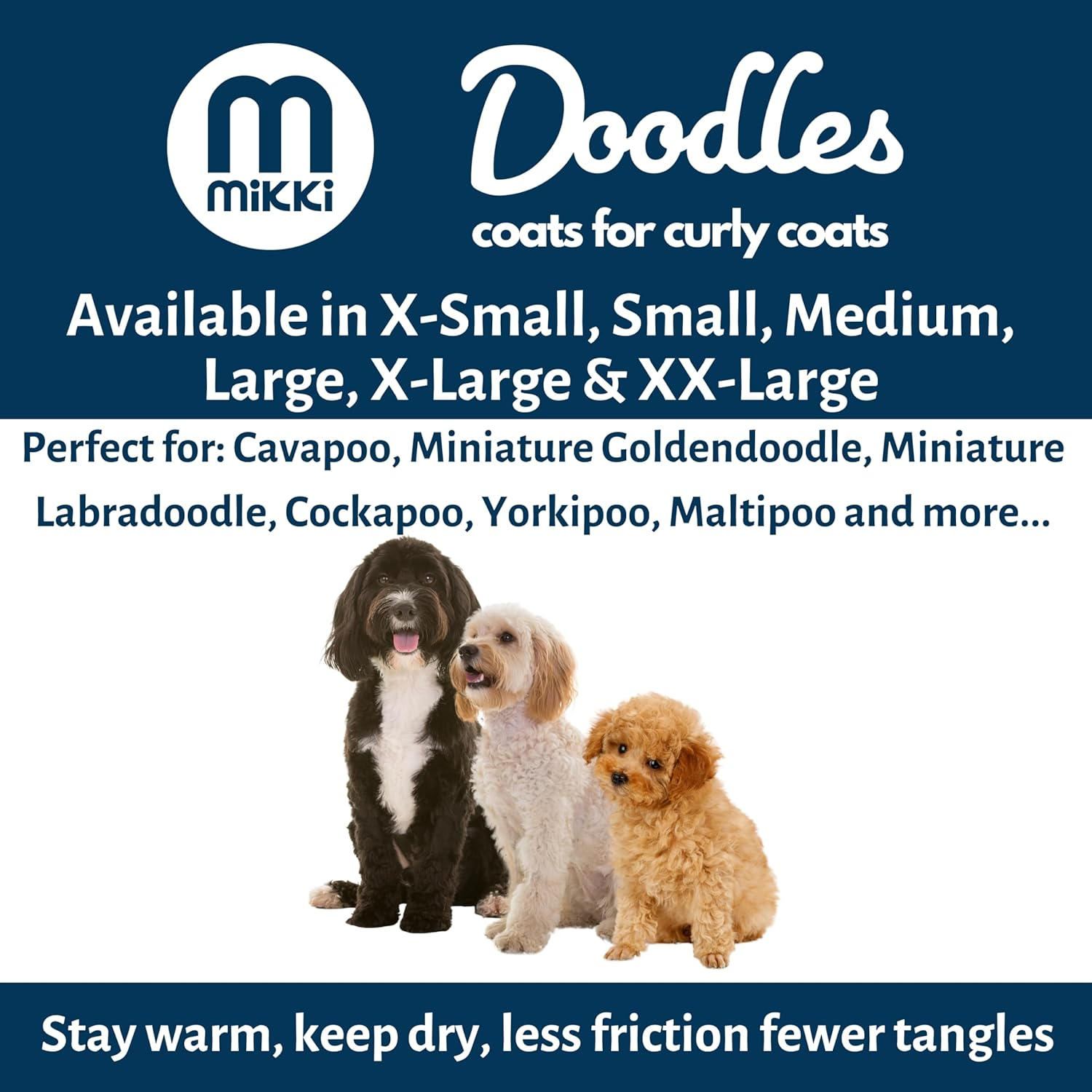 Mikki Doodles Dog Raincoat, Waterproof, Windproof, Silky Lining, Less Friction Means Less Knots & Tangles, Size Large C image number 2