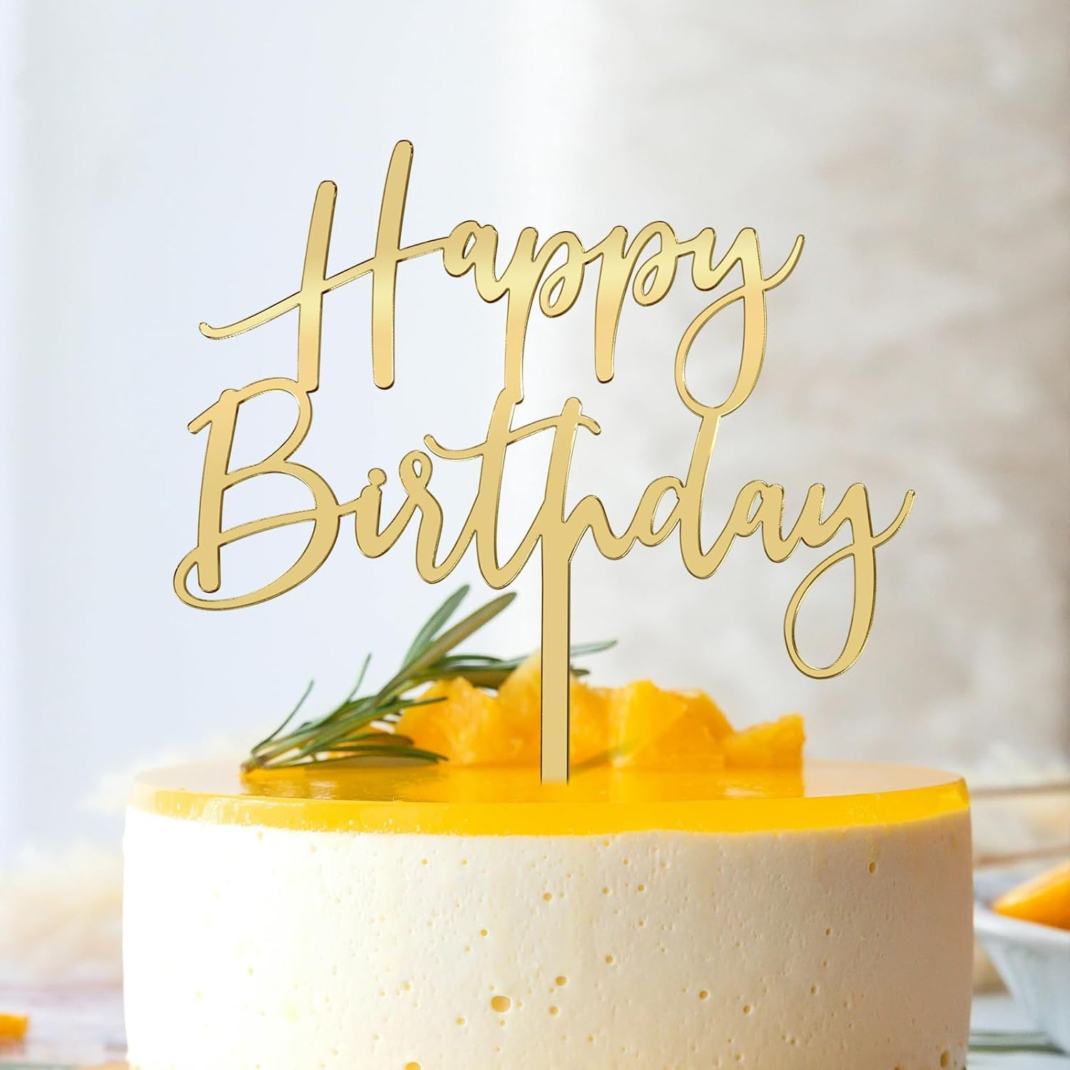 Kvadouly Gold Happy Birthday Cake Topper &ndash; Double-Sided Glitter Acrylic Cupcake Decoration for Kids and Adults Party Celebration (1) image number 1