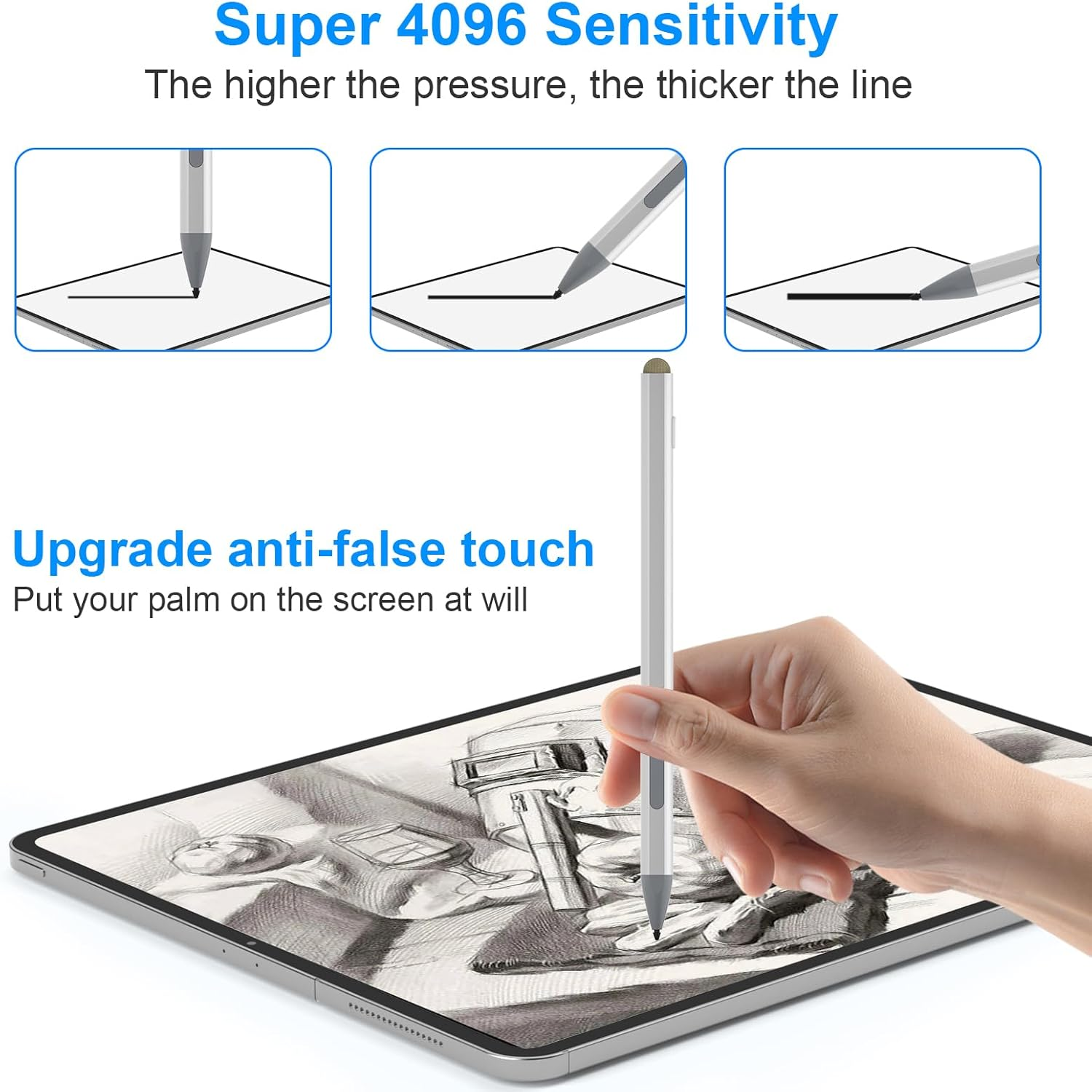 Surface Pen Windows Stylus for Microsoft &ndash; Surface Pro 11/10/9/8/7 Pen Compatible with Surface Pro/Book/Laptop/Go/Studio, with Palm Rejection and Rechargeable, 4096 Pressure Sensitivity Digital Pens image number 4