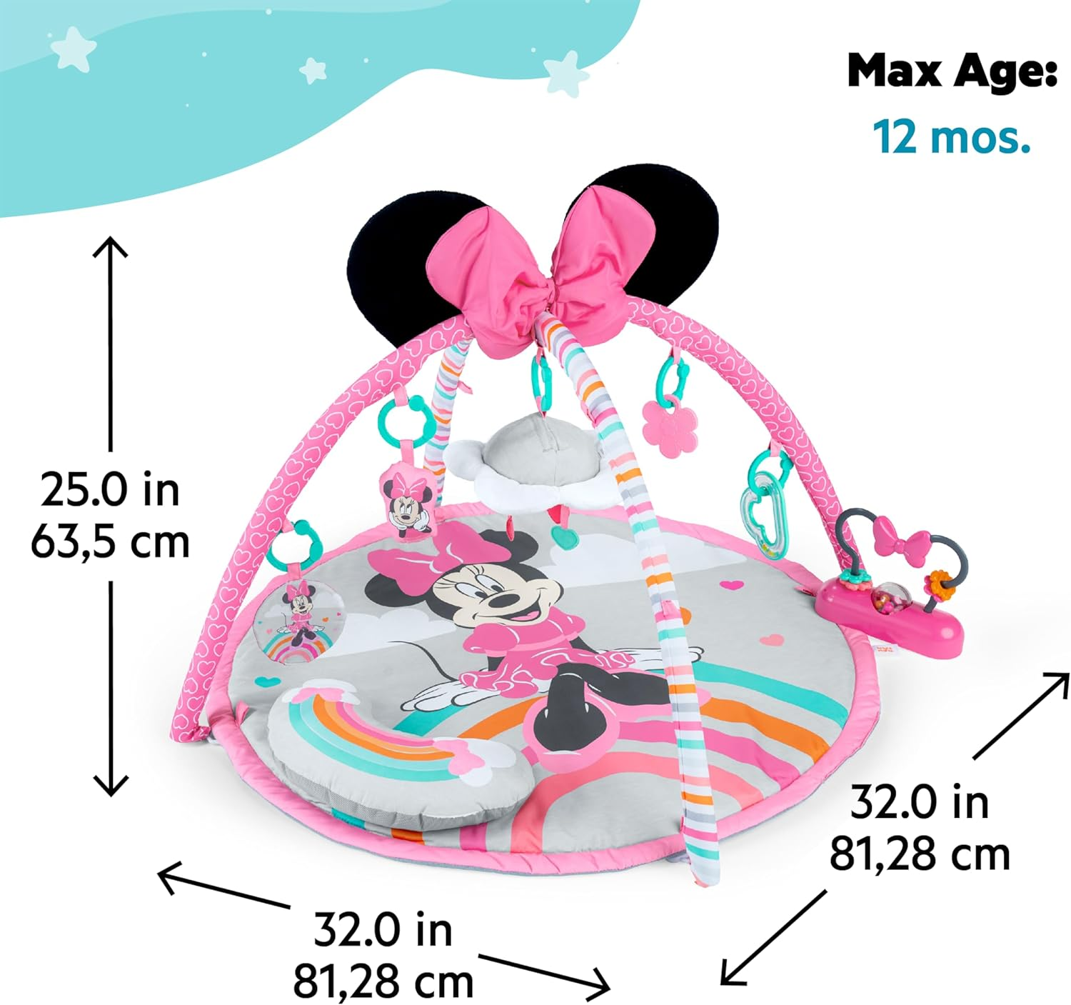Bright Starts Disney Baby Minnie Mouse Forever Besties Activity Gym with Music and Lights, Pink, Newborn+ image number 3