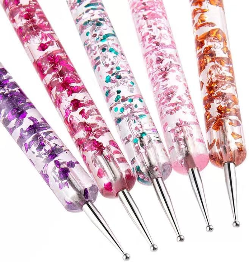 FULINJOY 10PCS Nail Art Gel Carving Pen Acrylic Dotting Pens, Double-Ended Silicone Brushes for Design Nail Foil Carving Drawing and 3D Effect Shaping Drawing Dotting Tools image number 6