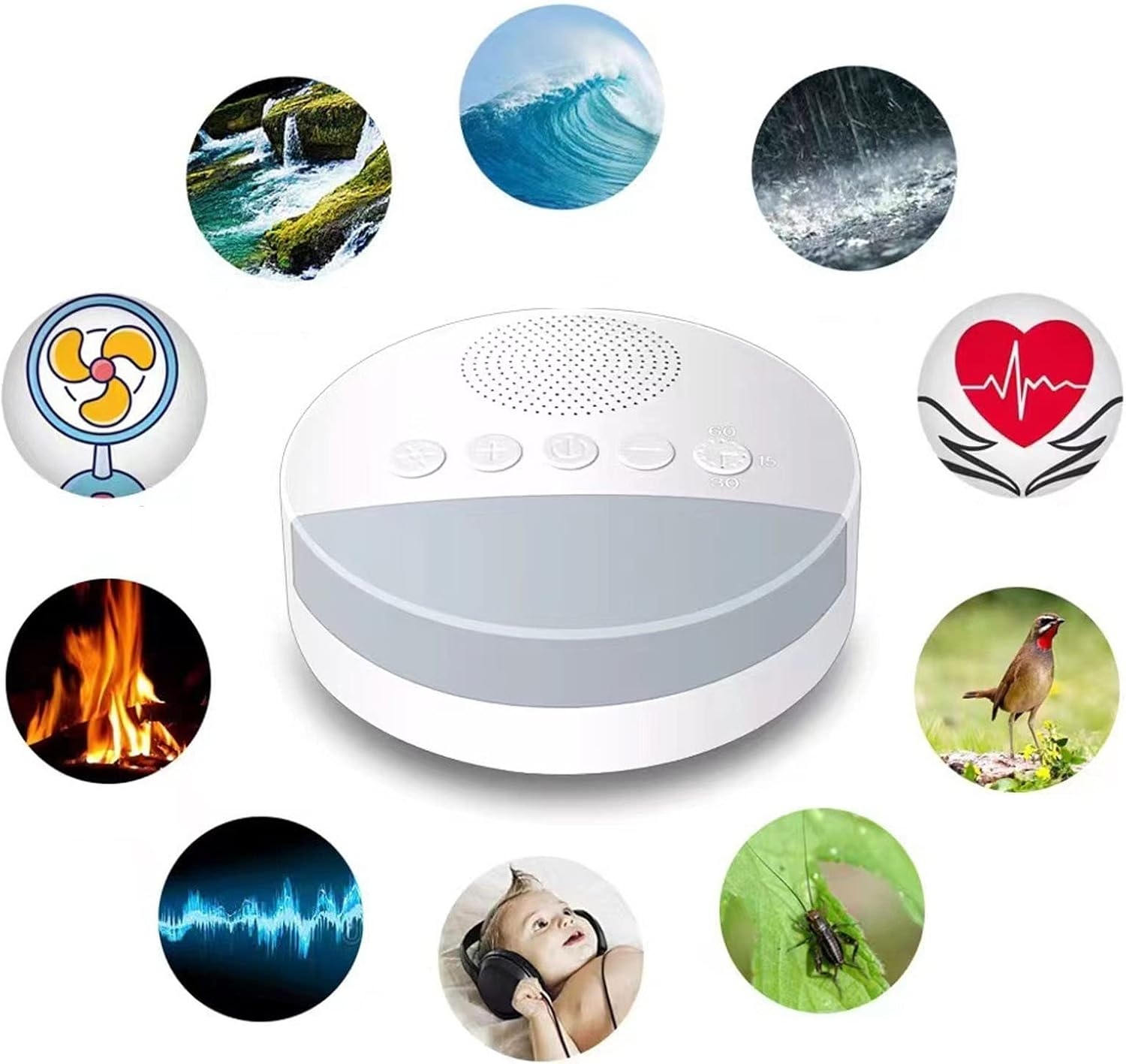 Cryfokt White Noise Sound Machine with 20 Calm Sounds for Baby USB Rechargeable White Noise Device for Nursery image number 3