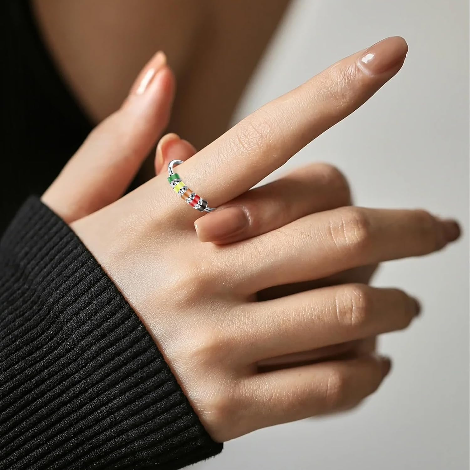 TEAONE Fidget Ring, 4 PCS Adjustable Spinner Ring for Jewelry Gift (4 Styles) image number 5