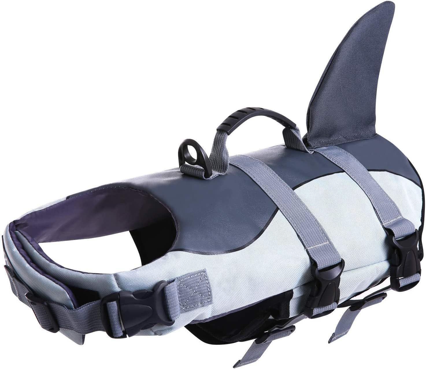 Ripstop Dog Life Jacket Pet Life Water Vest with Rescue Handle Life Safety Saver Preserver for Small Medium Large Dogs (Grey, M) image number 3