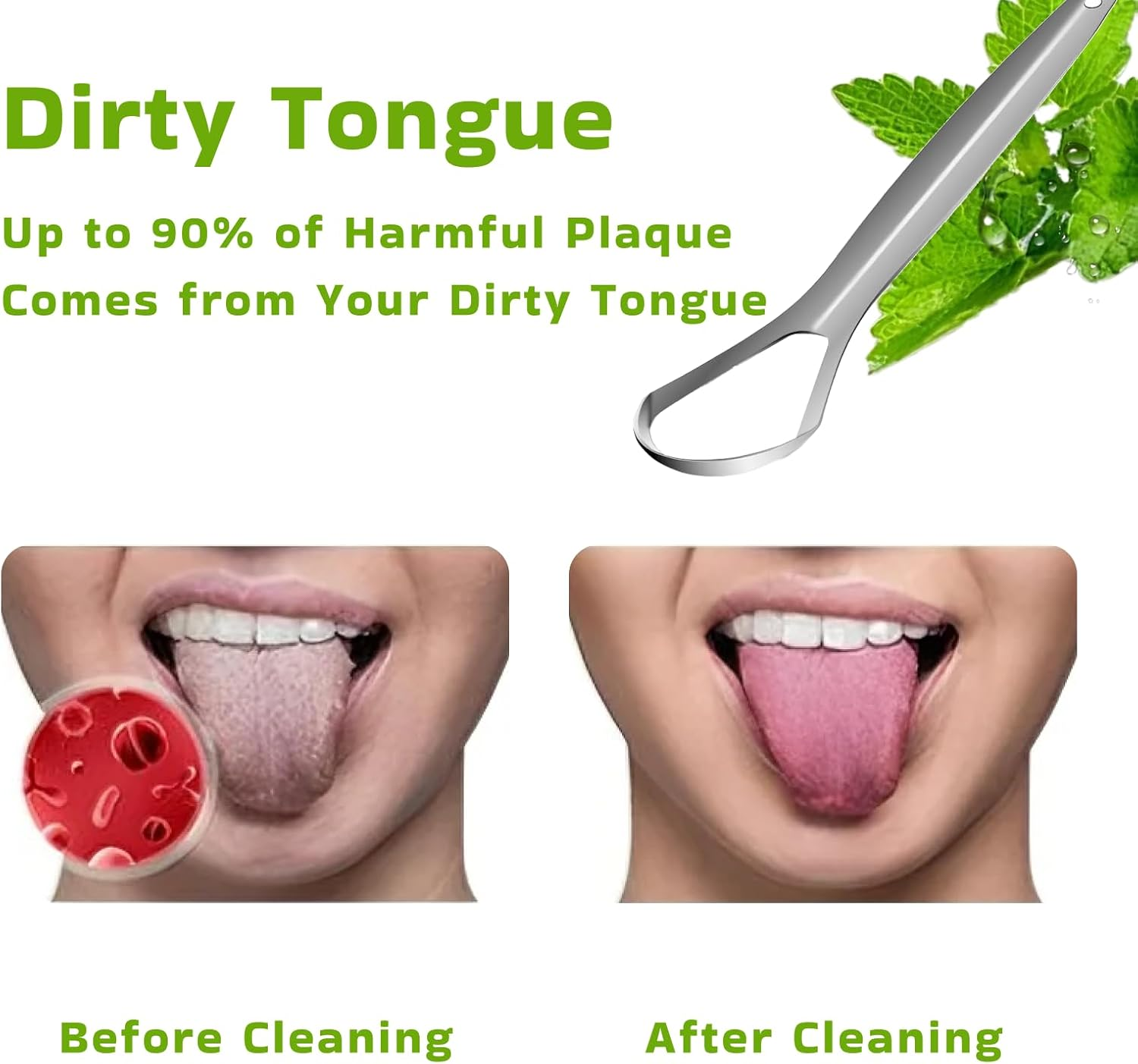 2-Pack Tongue Scrapers: Stainless Steel Tools for Adults & Kids, Help Combat Bad Breath & Boost Oral Hygiene (Bpa-Free, with Cases) image number 3