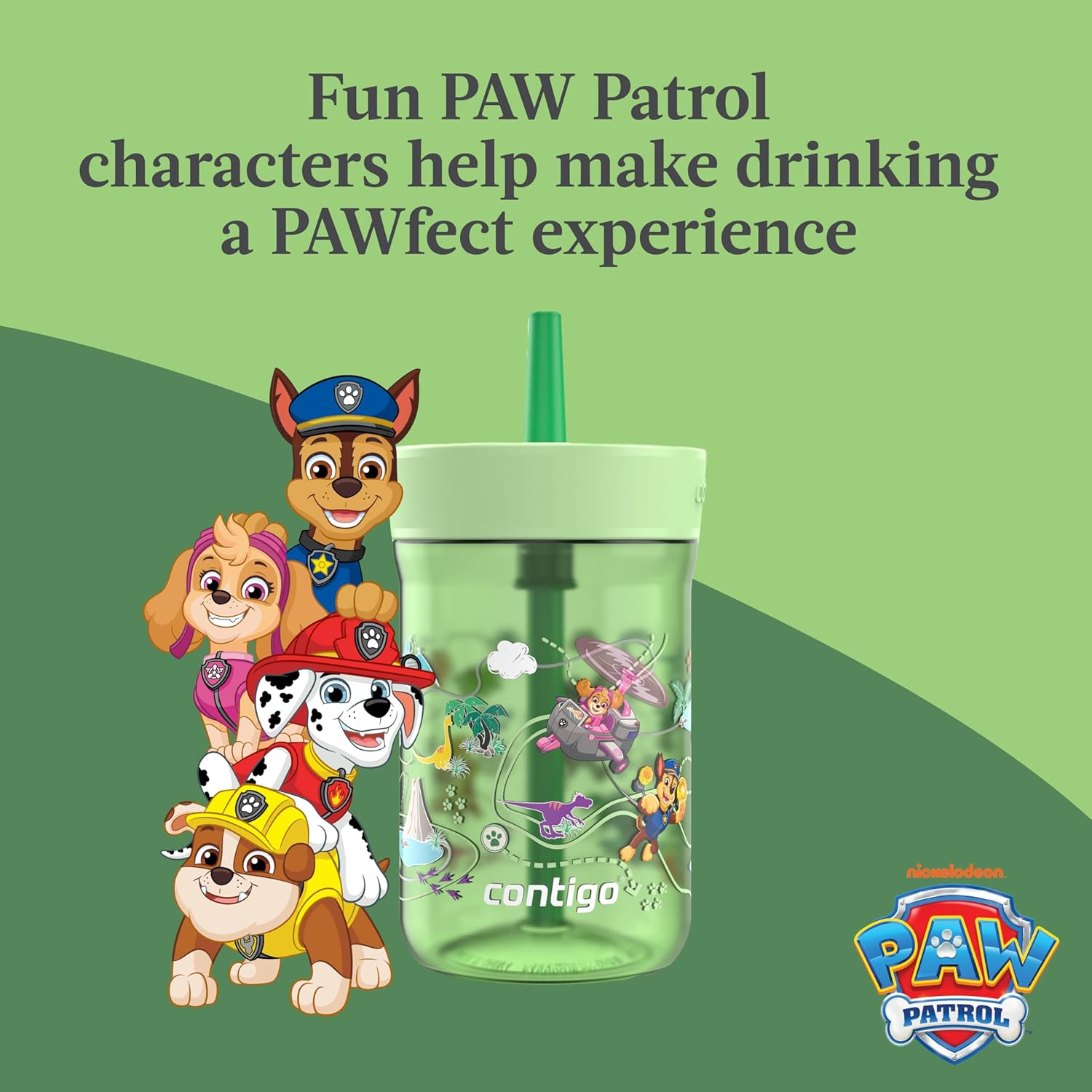 Contigo Leighton Straw Tumbler, 14 Oz, Cool Lime (Dogs) - Green image number 2