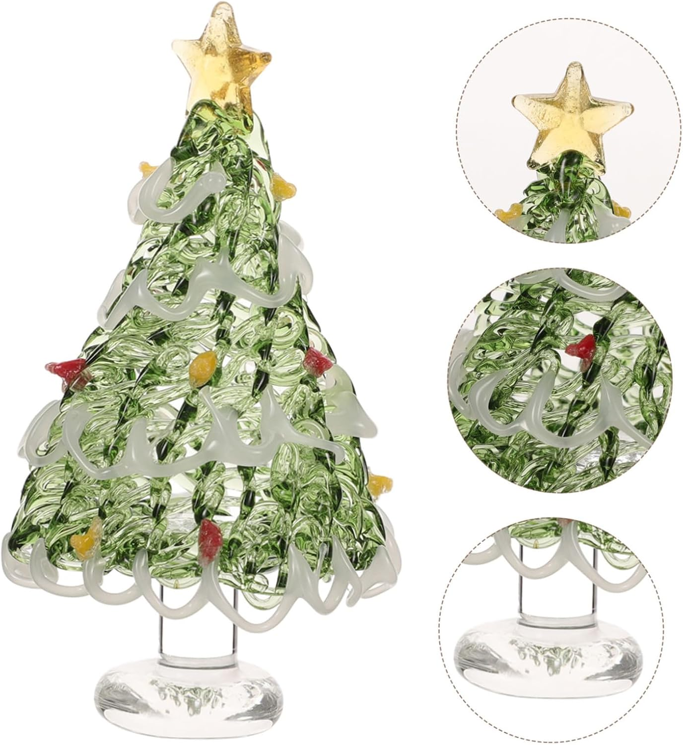 Small Christmas Tree Ornaments Glass Pine Tree Christmas Party Decor Desktop Xmas Holiday Statue Craft image number 5