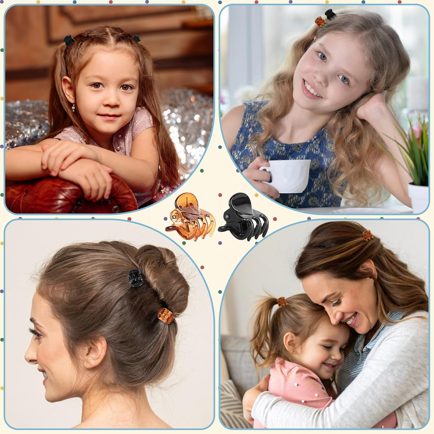 Pack of 50 Small Hair Clips, Mini Non-Slip Hair Clips, Plastic Hair Clips, Hair Clips for Girls Women (Black, Brown) image number 2