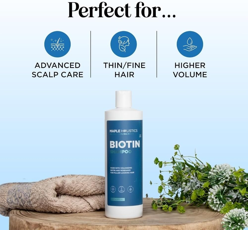 Volumizing Biotin Shampoo for Thinning Hair - Thin Hair Shampoo with Rosemary Argan and Essential Oils for Hair Care - Vegan Sulfate Free Shampoo for Damaged Dry Hair Paraben and Cruelty Free image number 6