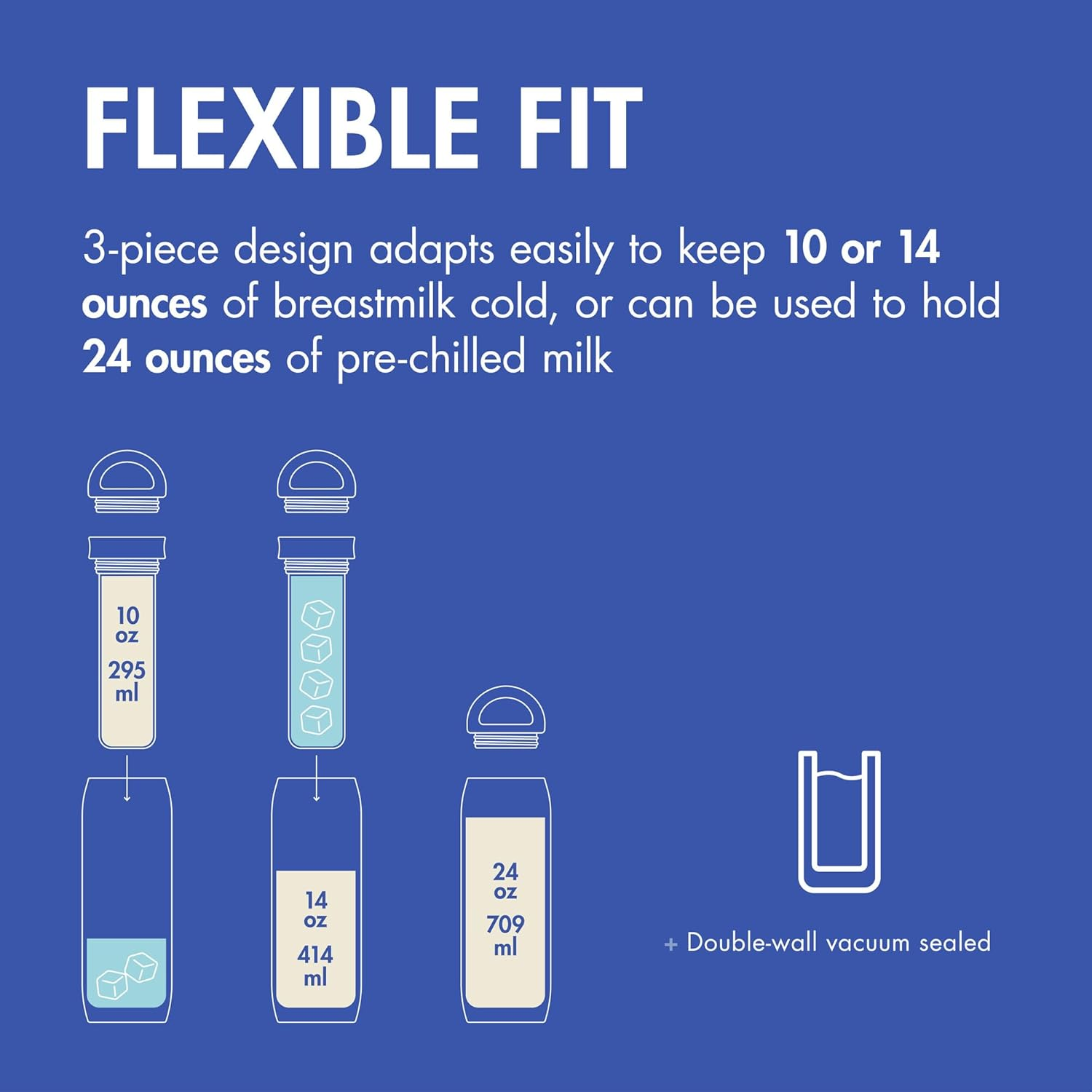 Boon FROSH Stainless Steel Portable Milk Chiller - Blue - Keeps Breast Milk Cold for up to 17 Hours* - Purple image number 3