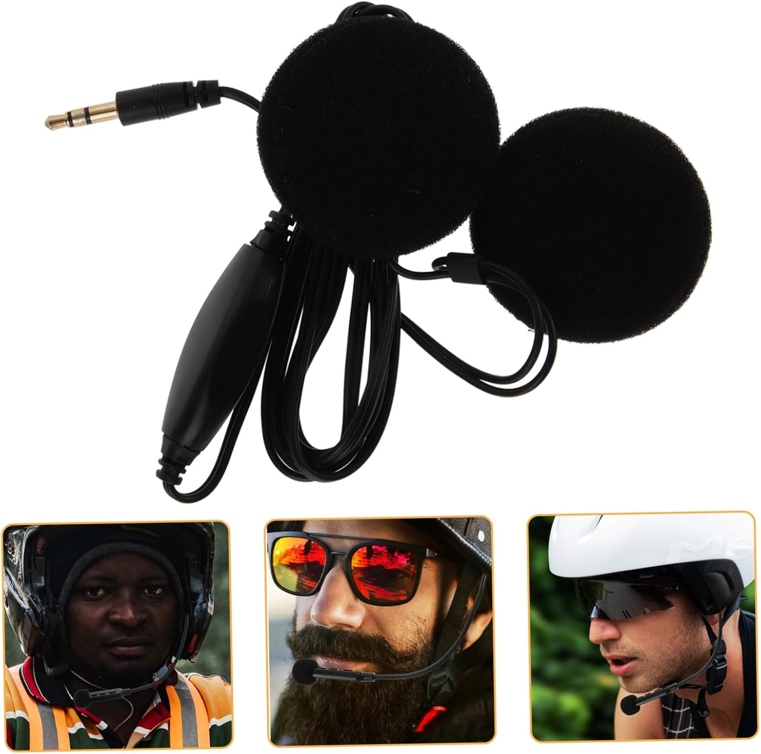 TINEASUR Motorcycle Helmet Earphone with Mic 3.5Mm In-Ear Headset for Outdoor Helmet Communication Gps Navigation Black image number 3