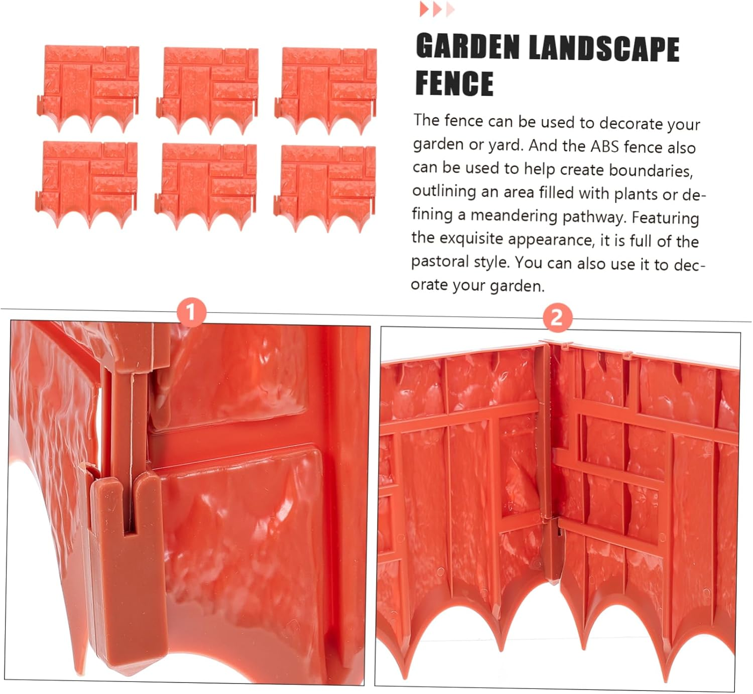 BUTIFULSIC 6Pcs Simulated Fence Garden Edging Plastic Picket Fence for DIY Decorative Plant Border Lawn Garden Borders image number 2