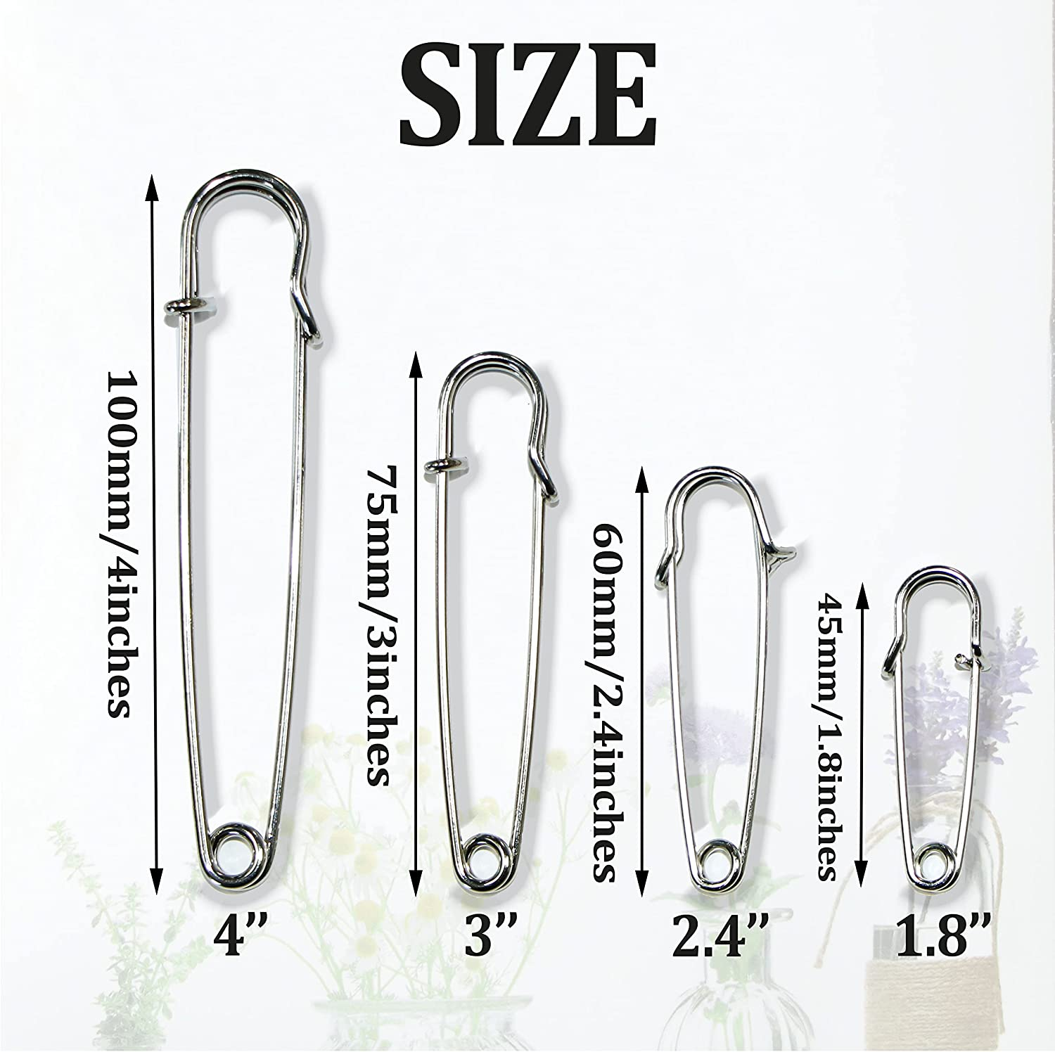 Large Safety Pins, Large Safety Pins Heavy Duty for Clothes, 12 Pack Pins Assorted for Clothes, Leather, Crafts, Canvas, Blankets, Shawls, Kilts (Gold, 100Mm 4'') image number 2