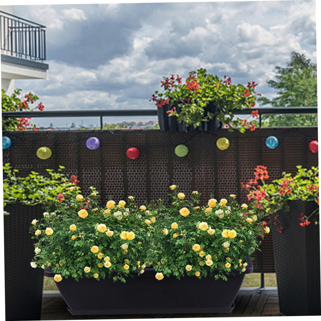 Didiseaon 5 Sets Rectangular Gardening Pots with Trays Durable Outdoor Planters for Vegetables Flowers Herbs for Windowsills Balconies and Patios image number 5