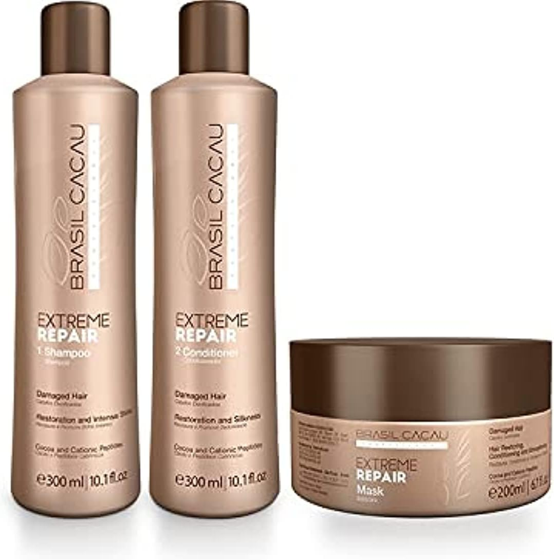 Brasil Cacau Professional Extreme Repair Shampoo 300Ml + Conditioner 300Ml + Repair Mask 200Ml