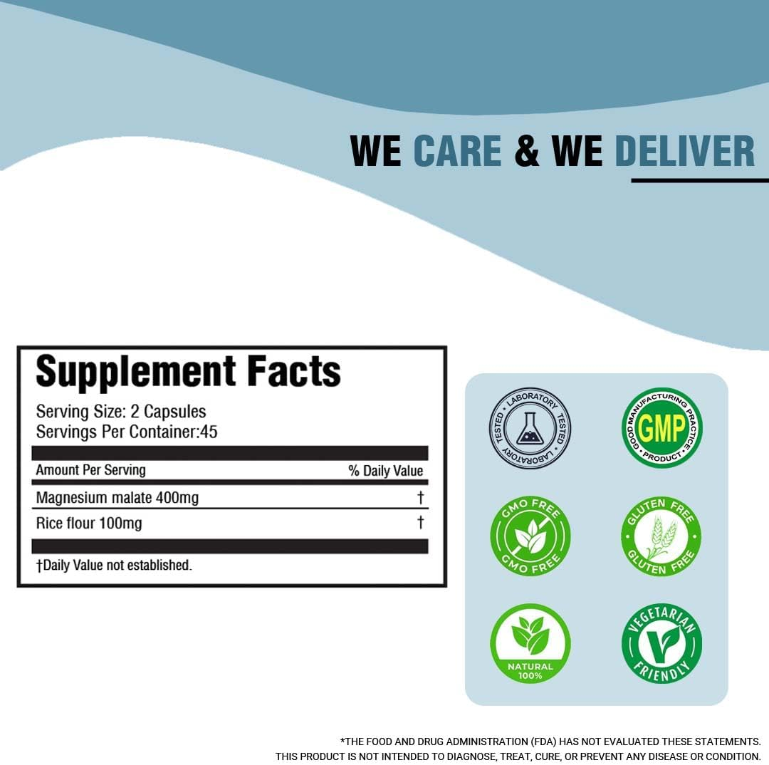 Imemyself Magnesium Malate Dietary Supplement &ndash; 90 Capsules for Strength Support