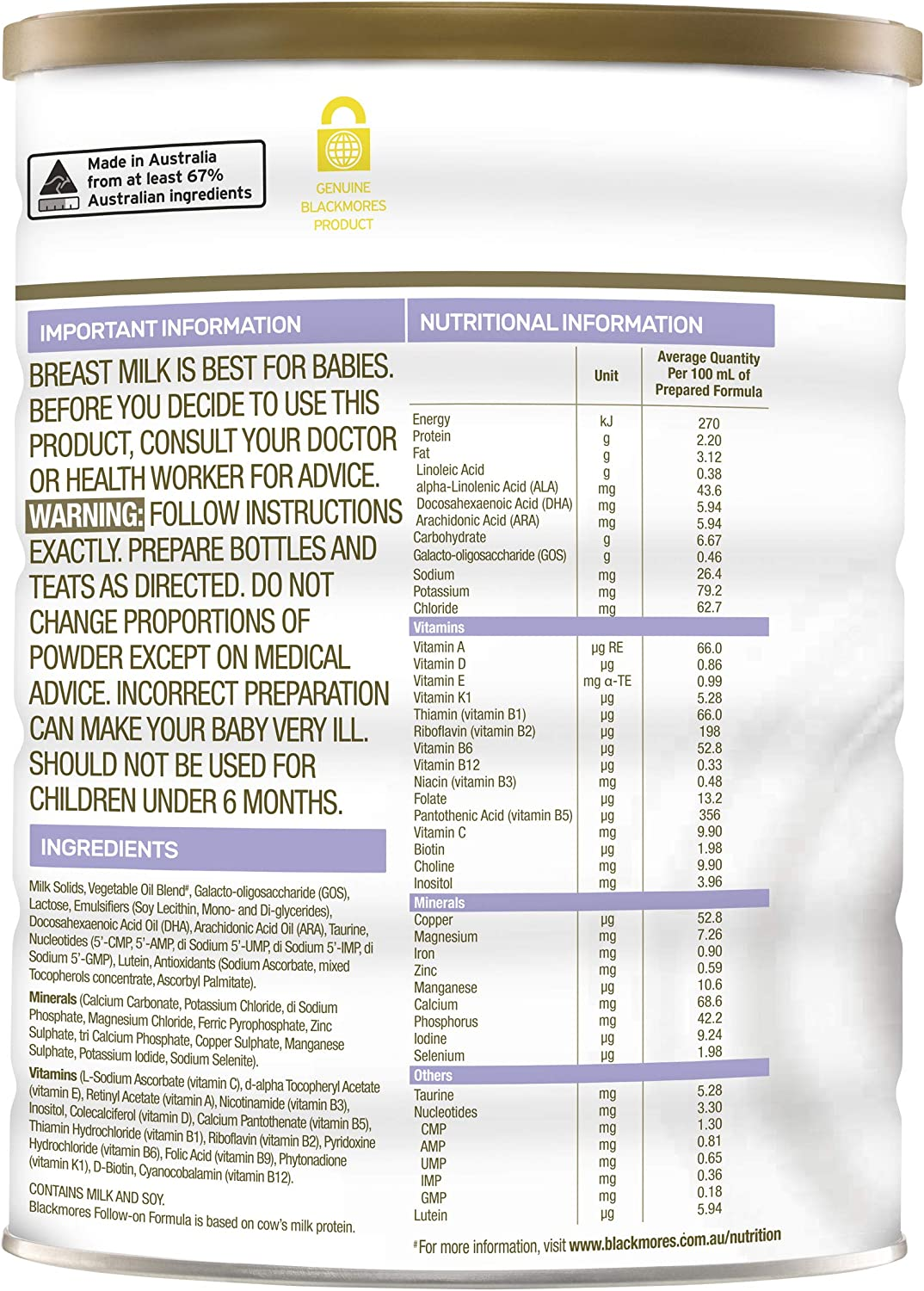 Blackmores Follow-On Formula, 900G image number 2