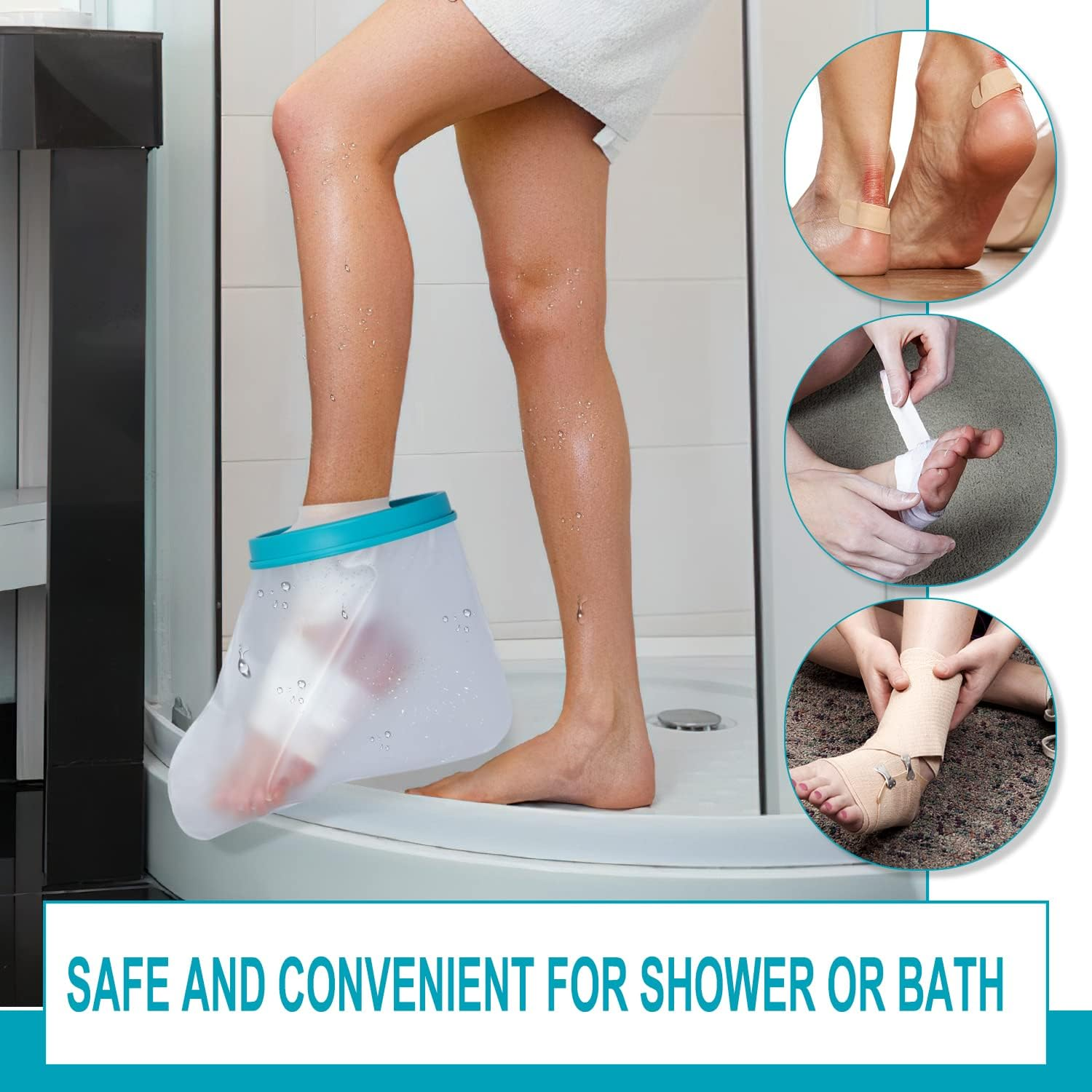 VESKIMER Waterproof Foot Cast Cover for Shower Adult, Bath - Reusable Shower Boot Cover Watertight Foot Protector - Perfect Fit for Foot Ankle and No Mark on Skin image number 2