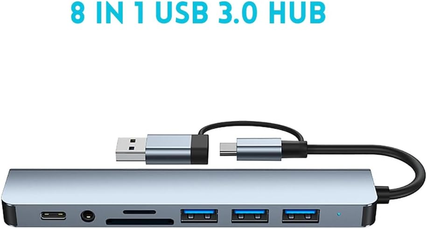 HARDYX USB C Hub 8-In-1 Multiport Adapter, Type-C Docking Station with USB 3.0, 4 USB 2.0 Ports, USB-C Charging & Data Port &ndash; Compatible with Macbook, Imac, Ipad, Laptop, and Desktop Computers image number 6