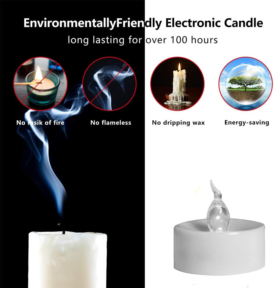 Actpe LED Tea Light, Flameless Flickering Tealight with Remote Control, Long Lasting Battery Operated LED Tealights Candle for Seasonal & Festival Celebration Pack of 12