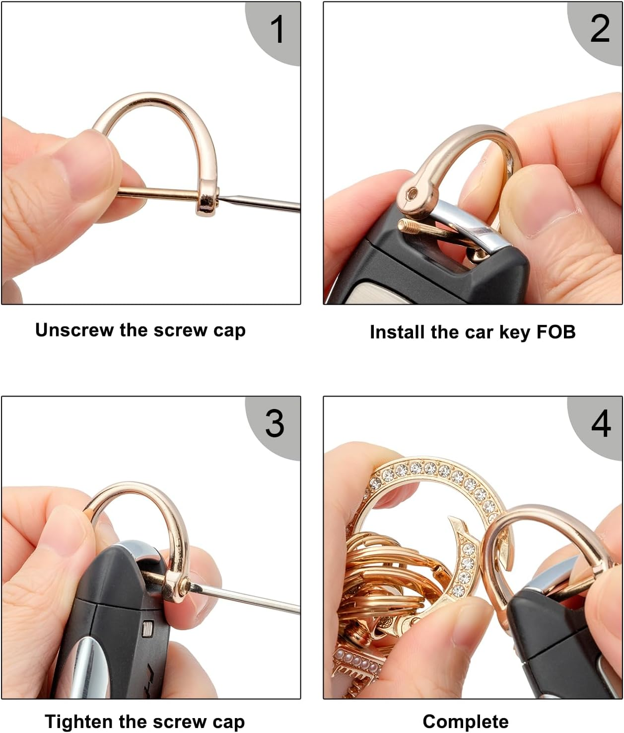 AOKSUNOVA Keychain Wristlet PU Leather Car Key Chain Holder Keychain Lanyard Wristlet Strap White