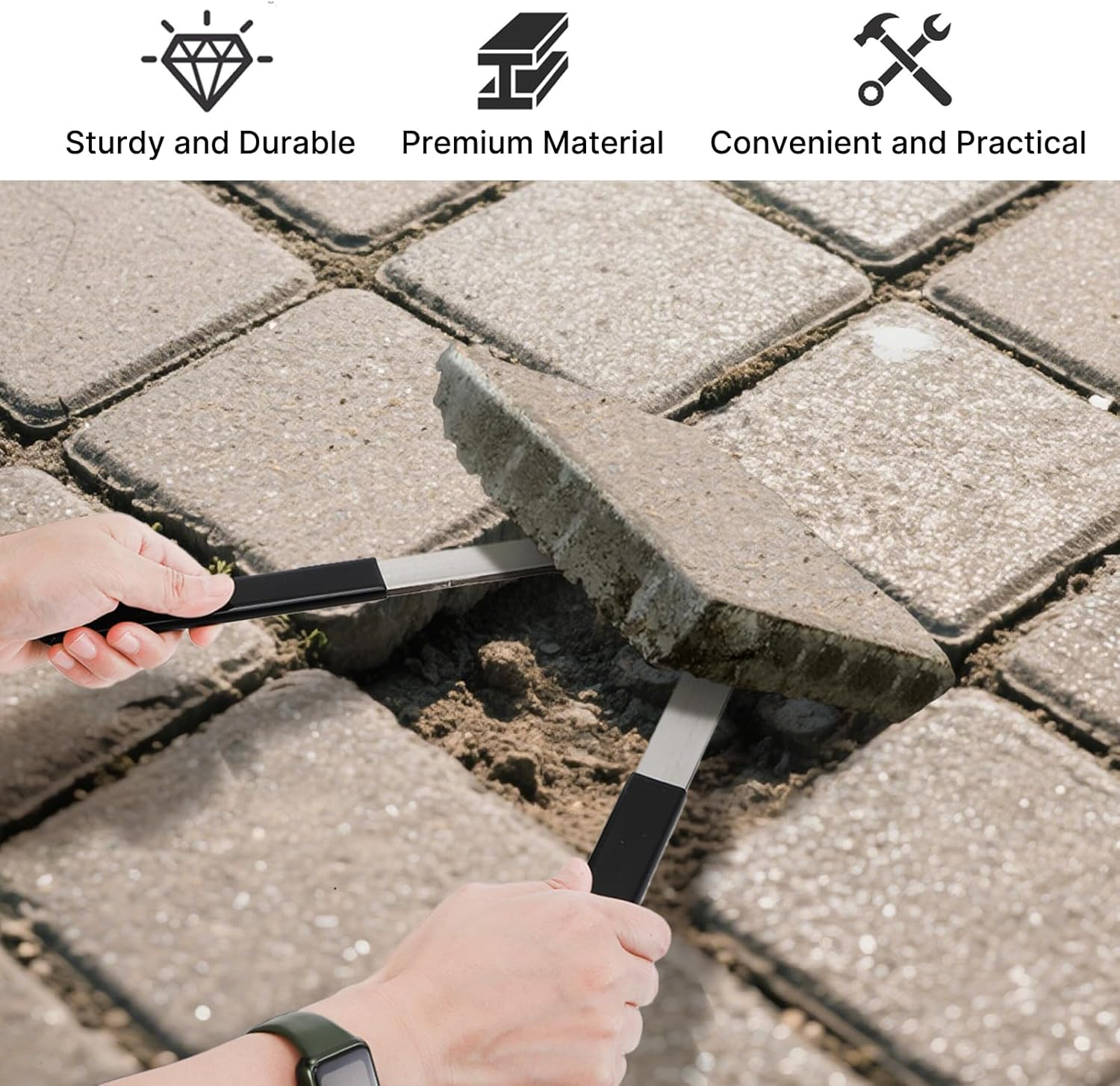 2Pcs Paver Puller, Paver Extractor Tool with Joint Scraper Micro Teeth & Gripper Slots, Paver Removal Tool for Garden Lawn Yard Patio Paver Brick Block Replacement image number 5